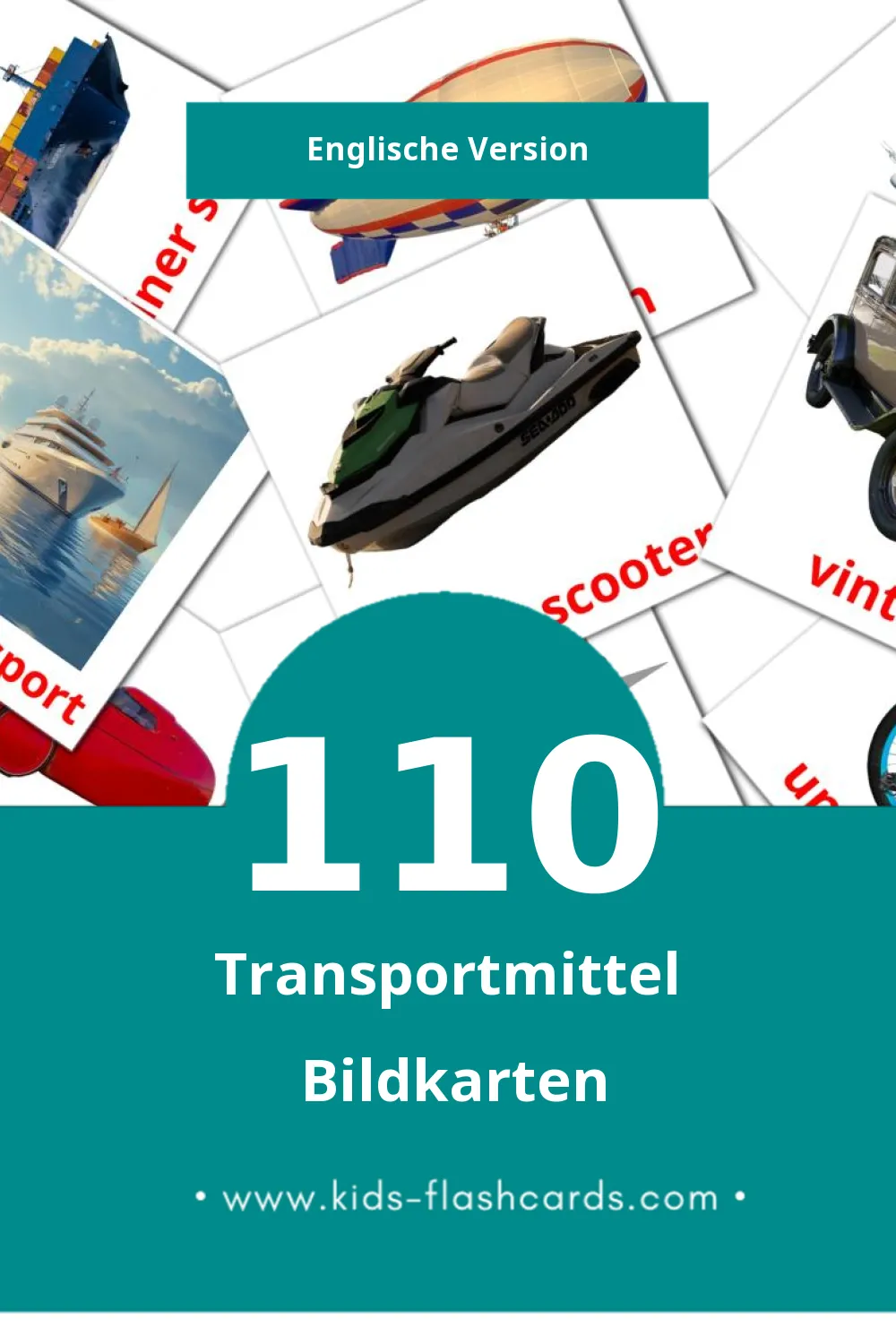 Visual Transport Flashcards für Kleinkinder (110 Karten in Englisch)