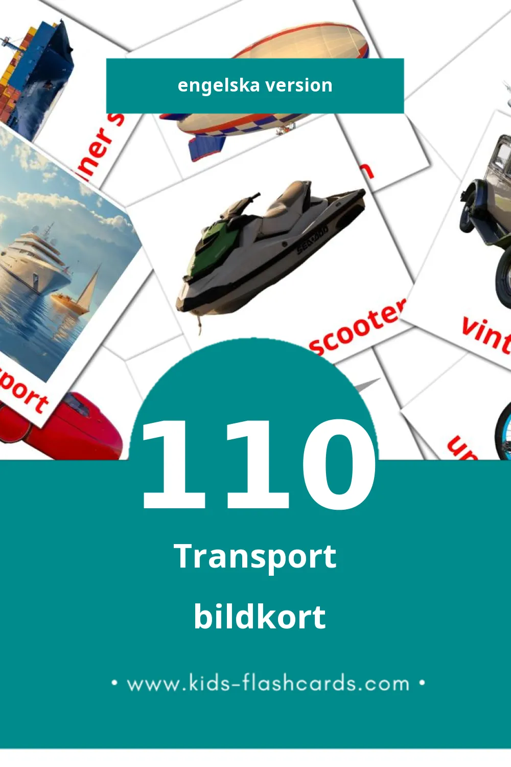 Visuella Transport för småbarn (110 bildkort för barn på Engelska)
