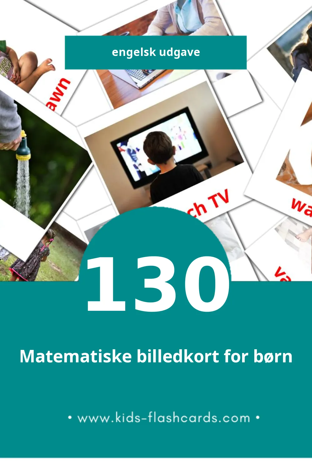 Visuelle billedkort for børn om Verbs til småbørn (130 kort på Engelsk)