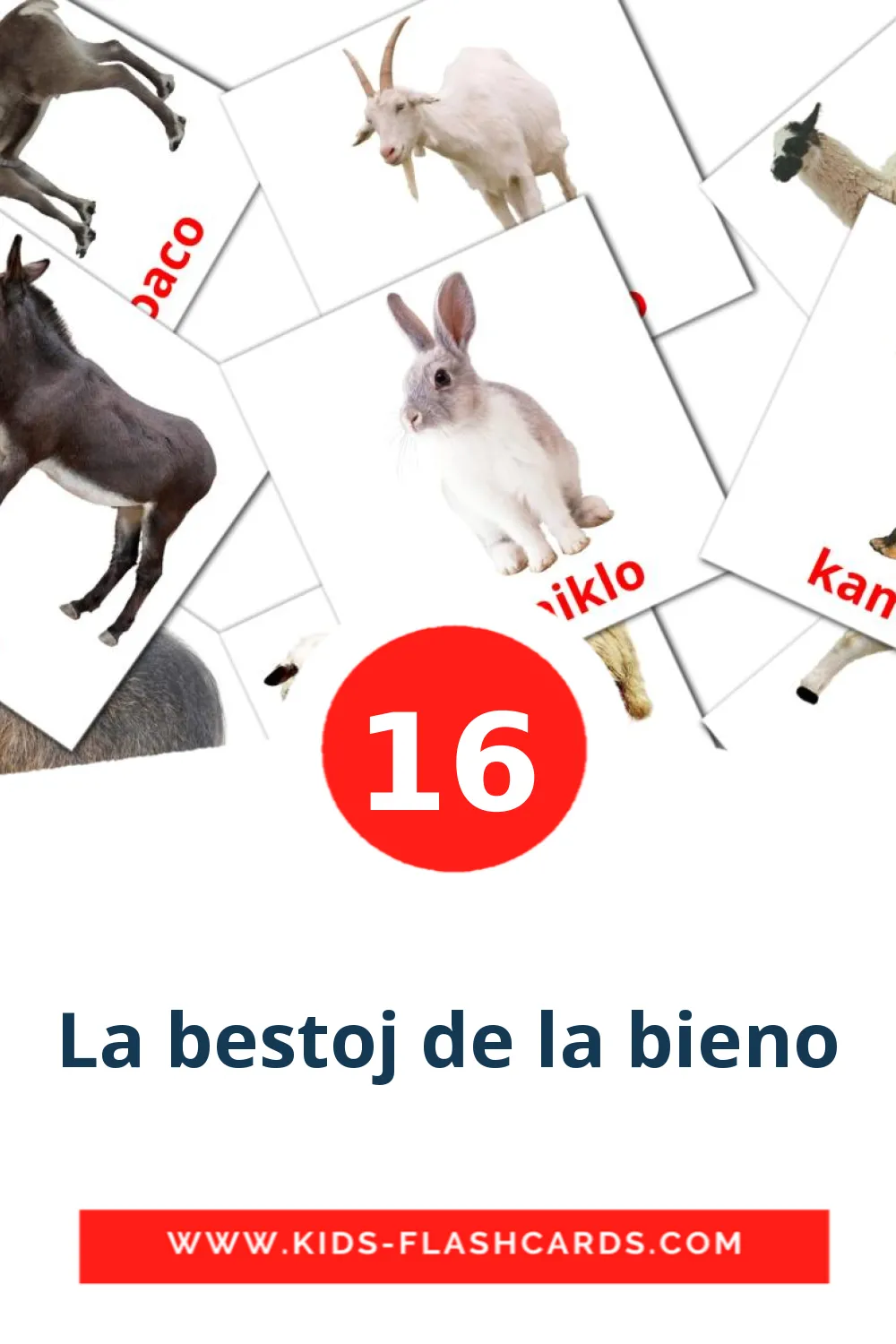 16 La bestoj de la bieno Picture Cards for Kindergarden in esperanto