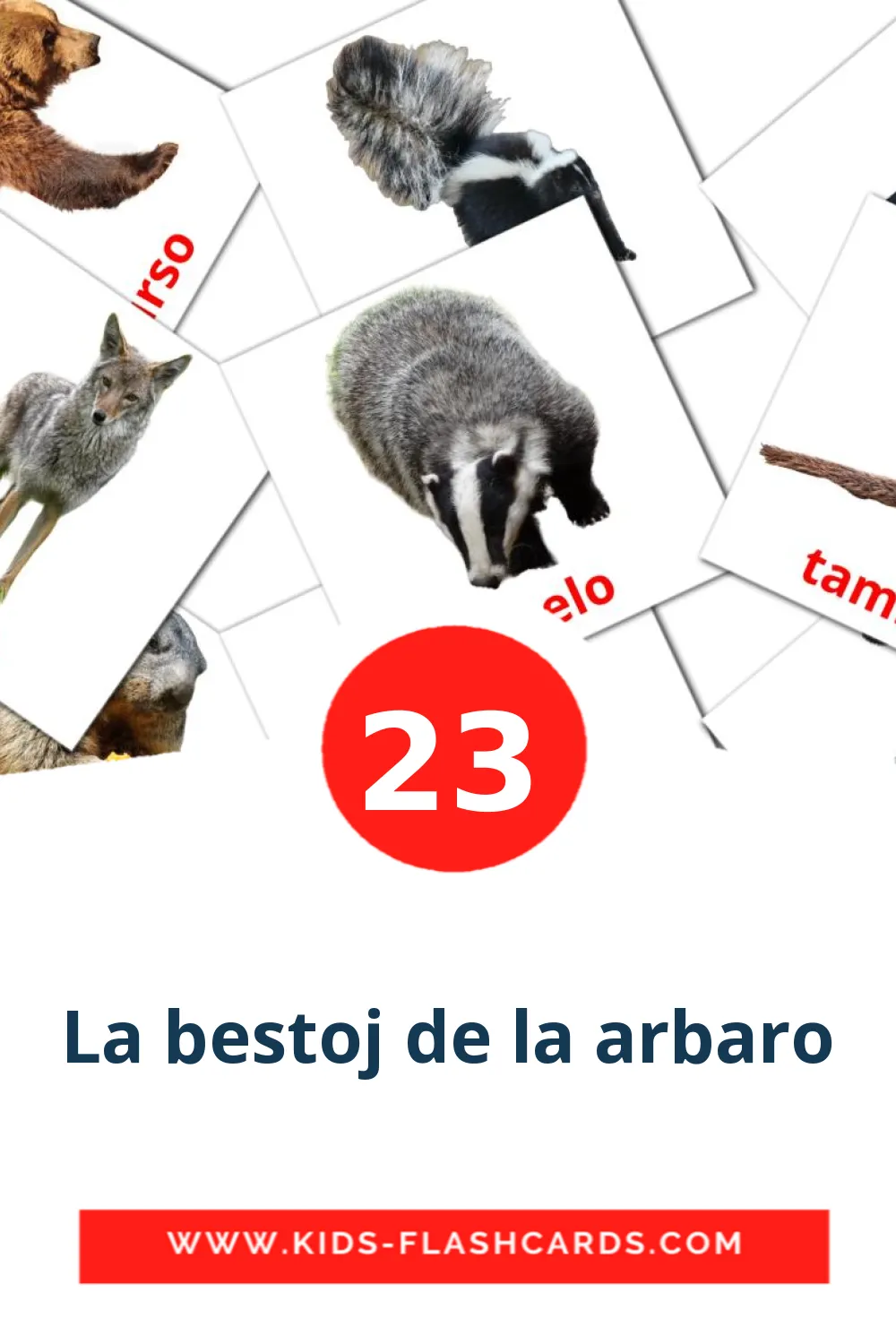 23 La bestoj de la arbaro Picture Cards for Kindergarden in esperanto