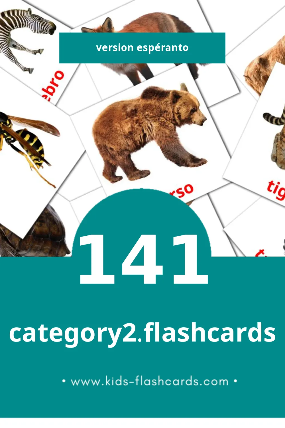 Cartes de vocabulaire Visuelles Bestoj pour les Tout-Petits (141 Cartes en Espéranto)