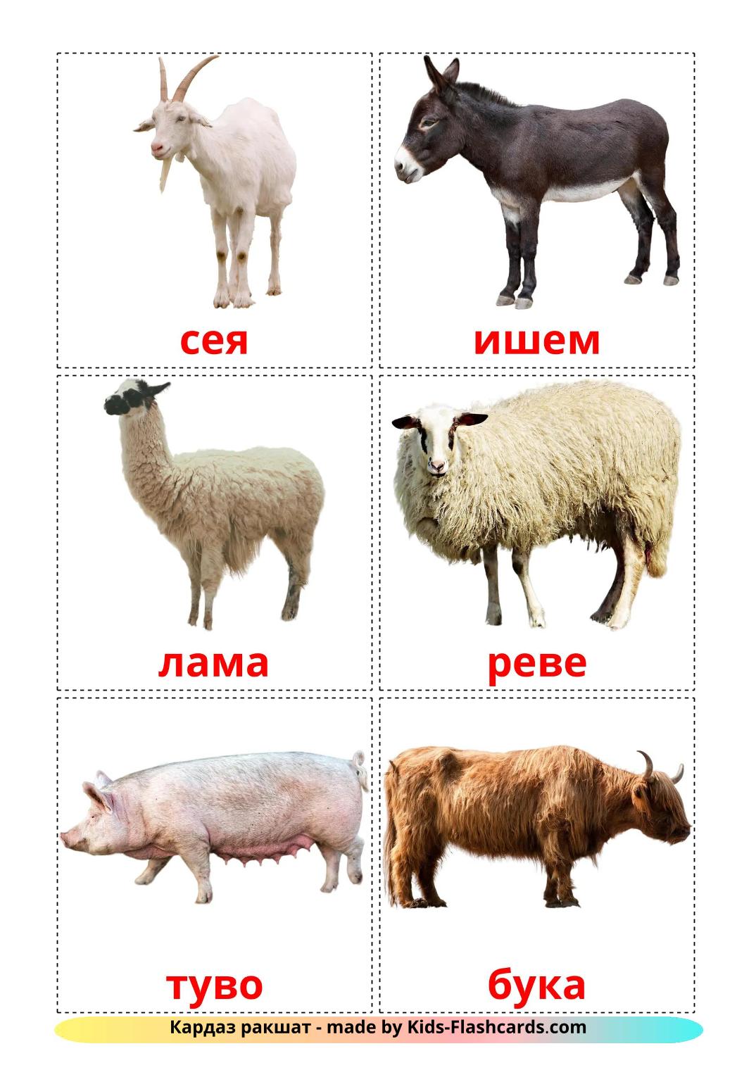 Farm animals - 16 Free Printable erzya Flashcards 