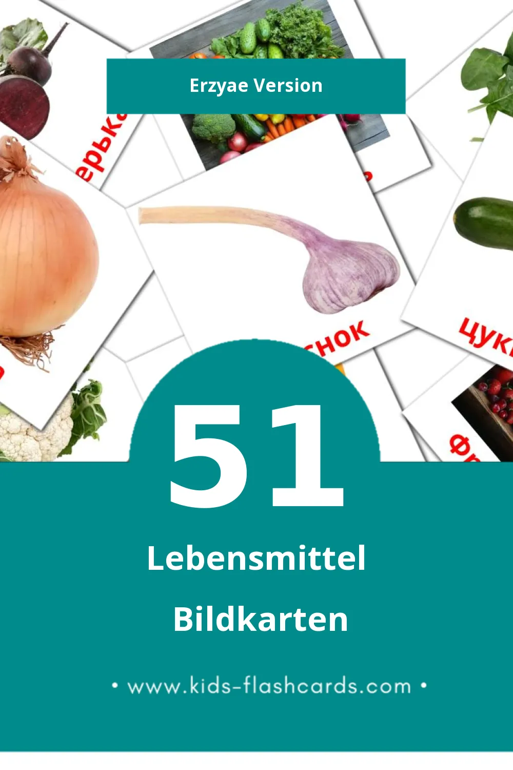 Visual ярсамопель Flashcards für Kleinkinder (51 Karten in Erzya)