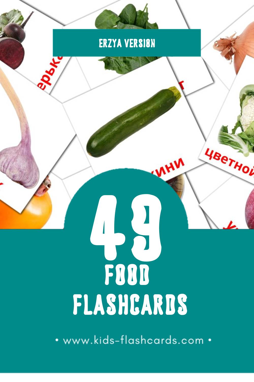 Visual ярсамопель Flashcards for Toddlers (49 cards in Erzya)