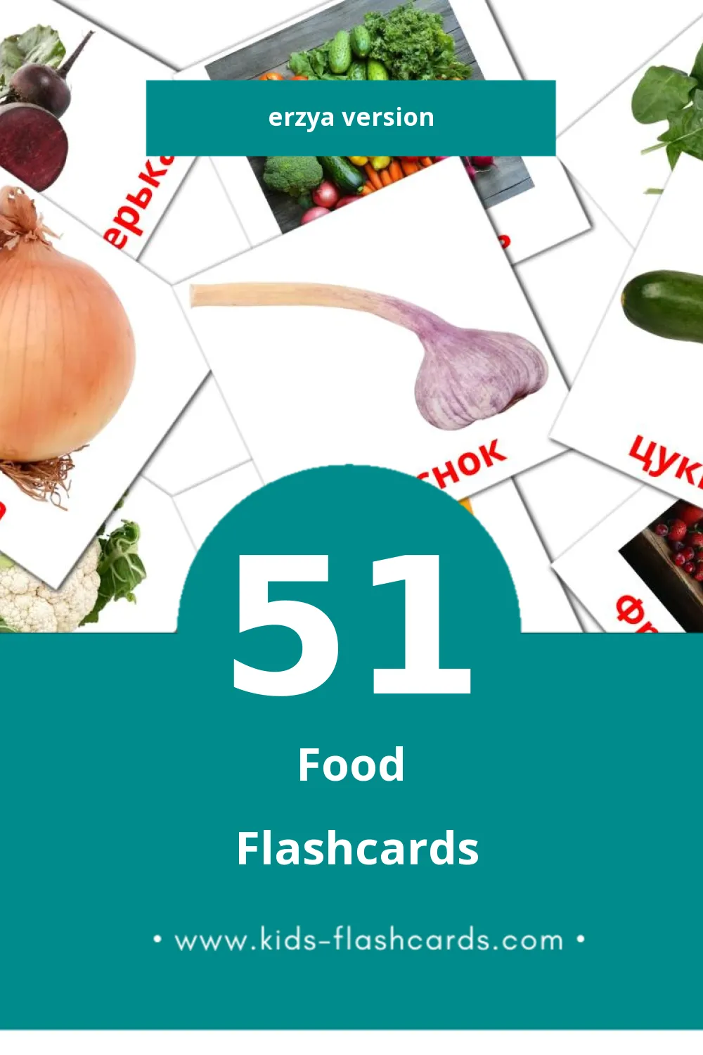 Visual ярсамопель Flashcards for Toddlers (51 cards in Erzya)