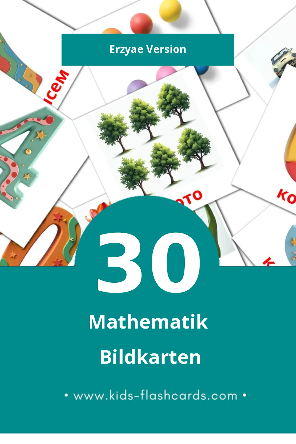 Visual Математика Flashcards für Kleinkinder (30 Karten in Erzya)