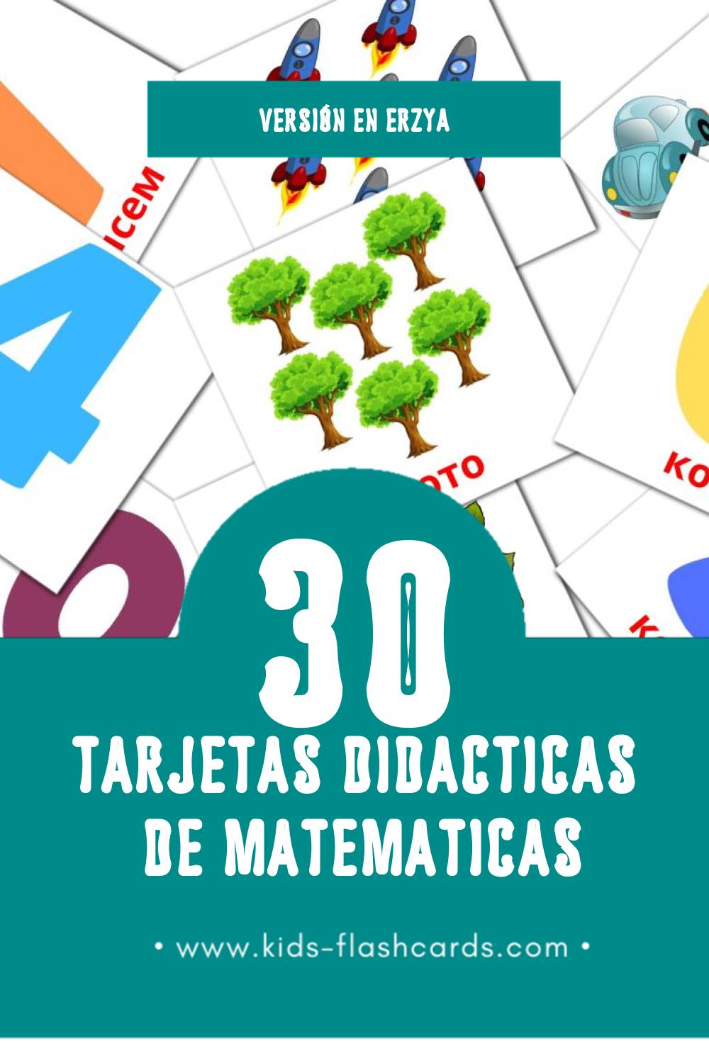 Tarjetas visuales de Математика para niños pequeños (30 tarjetas en Erzya)