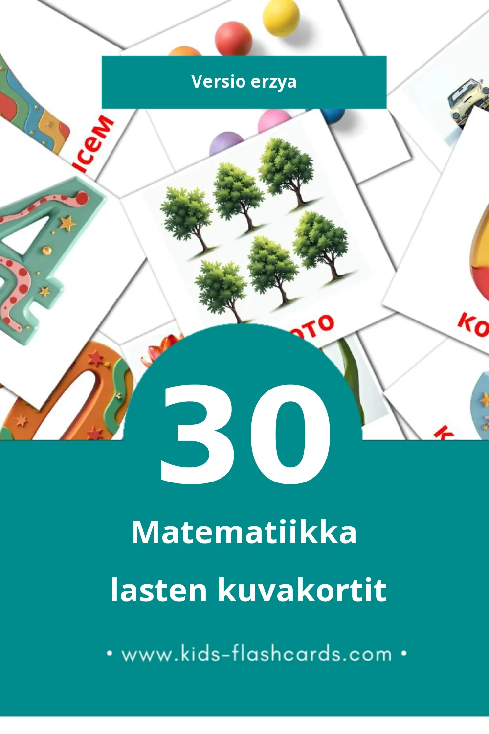 Математика lasten kuvakortit pikkulapsille (30 korttia Erzyaksi)
