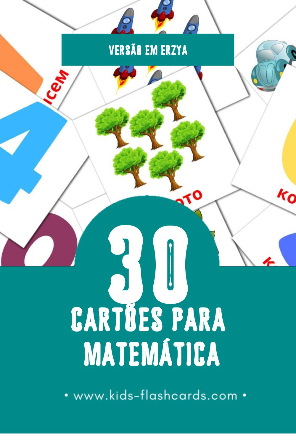 Flashcards de Математика Visuais para Toddlers (30 cartões em Erzya)