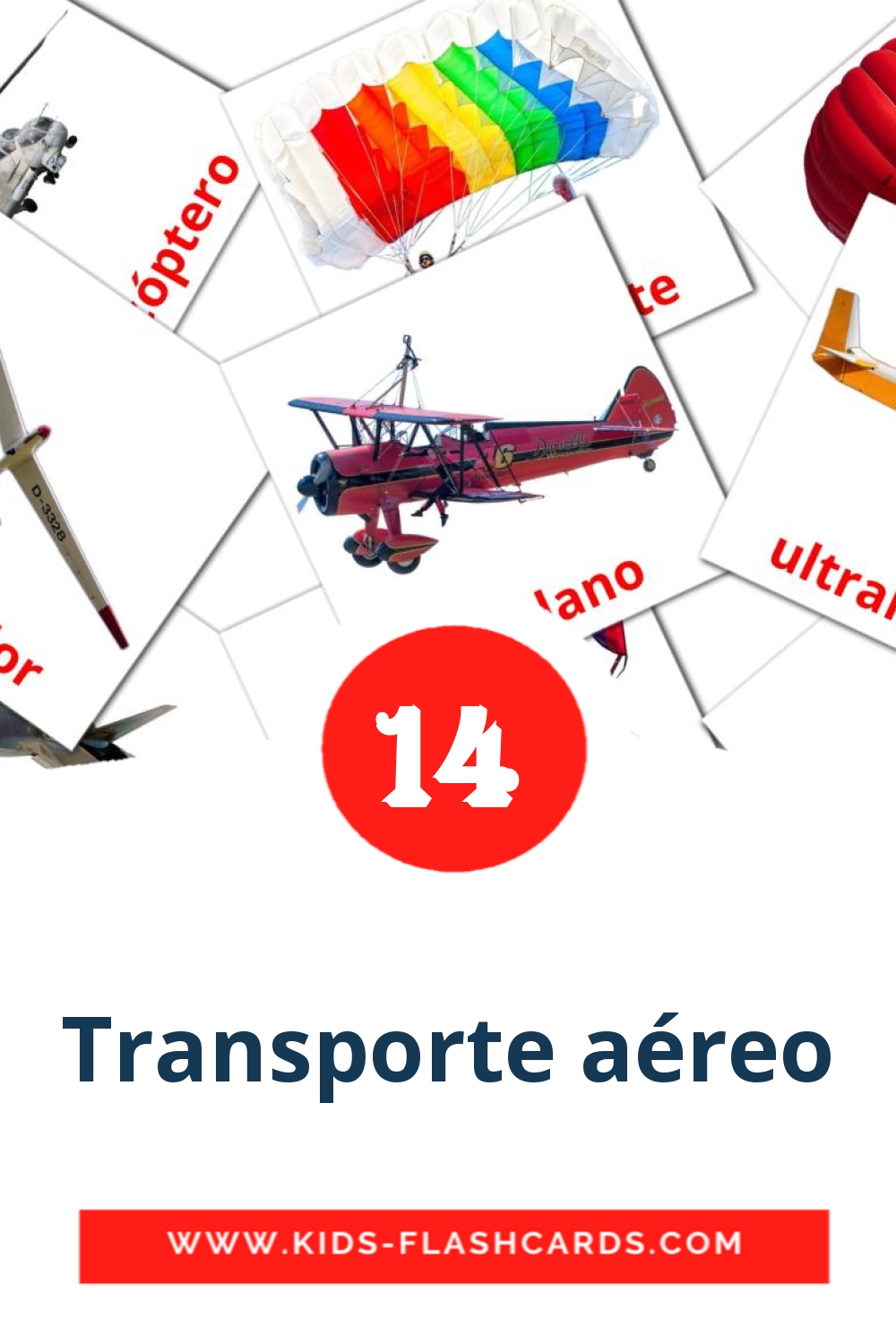 14 cartes illustrées de Aeronave pour la maternelle en espagnol