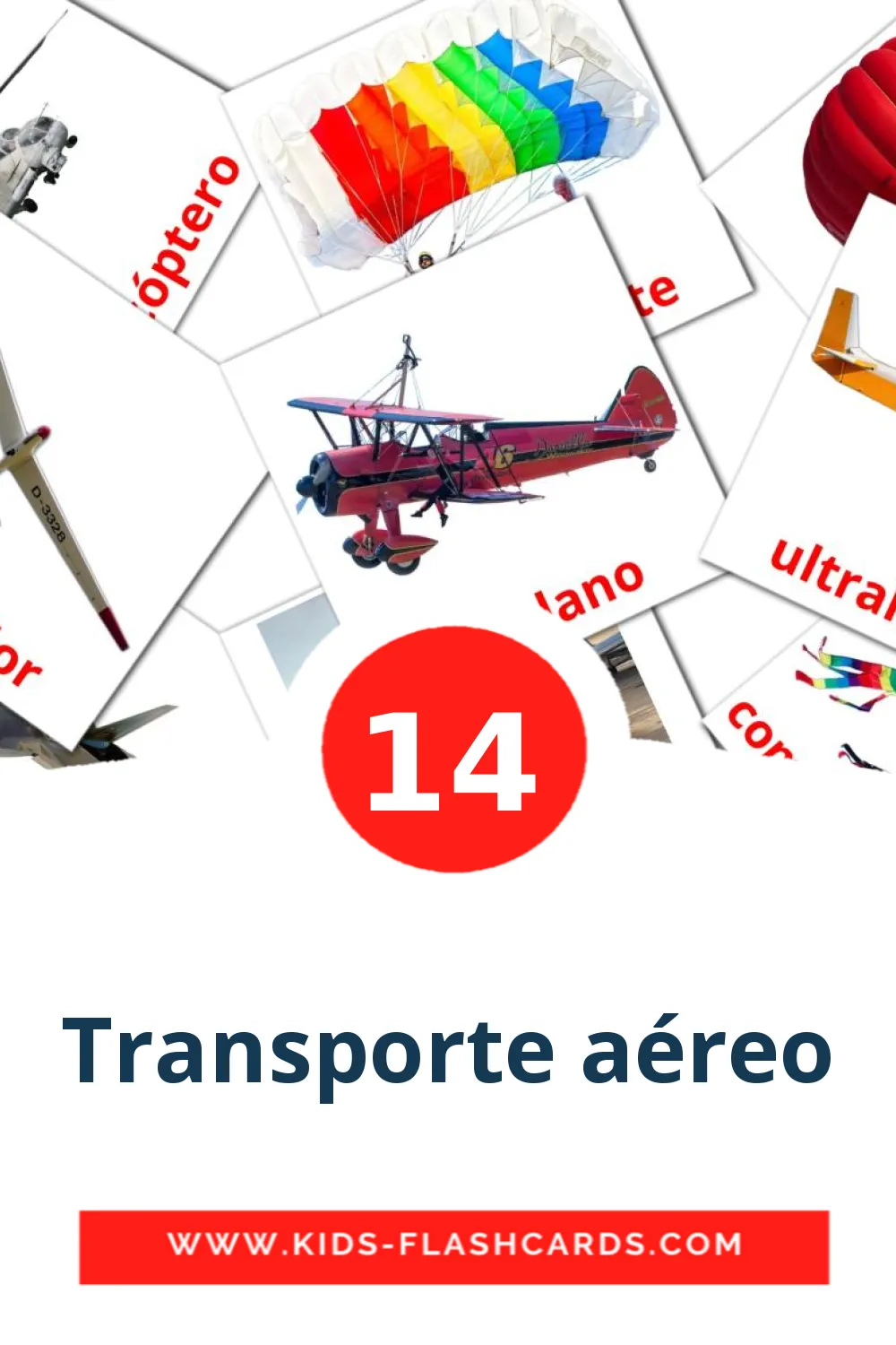 14 Transporte aéreo fotokaarten voor kleuters in het spaans