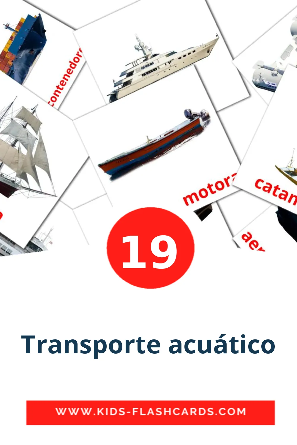 19 Cartões com Imagens de Transporte acuático para Jardim de Infância em espanhol