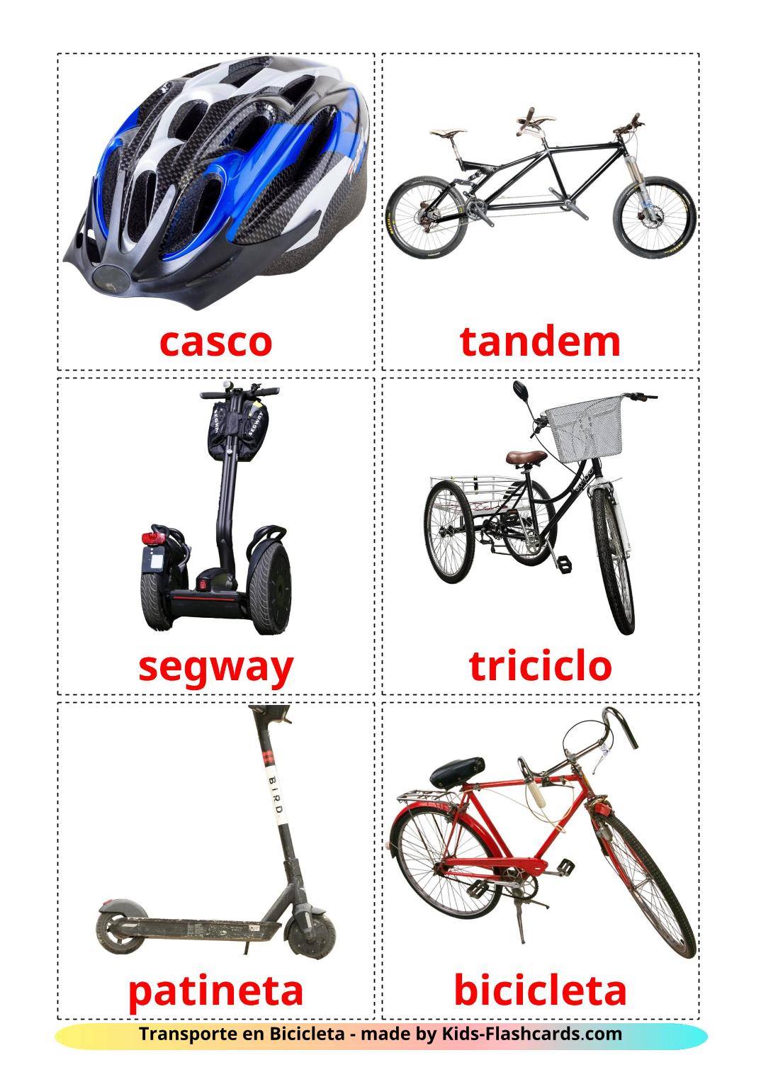 Bicycle transport - 16 Free Printable spanish Flashcards 