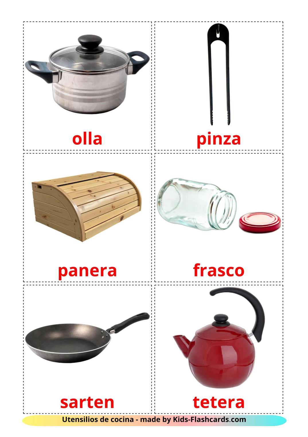 Utensilios de cocina - 31 fichas de español para imprimir gratis 