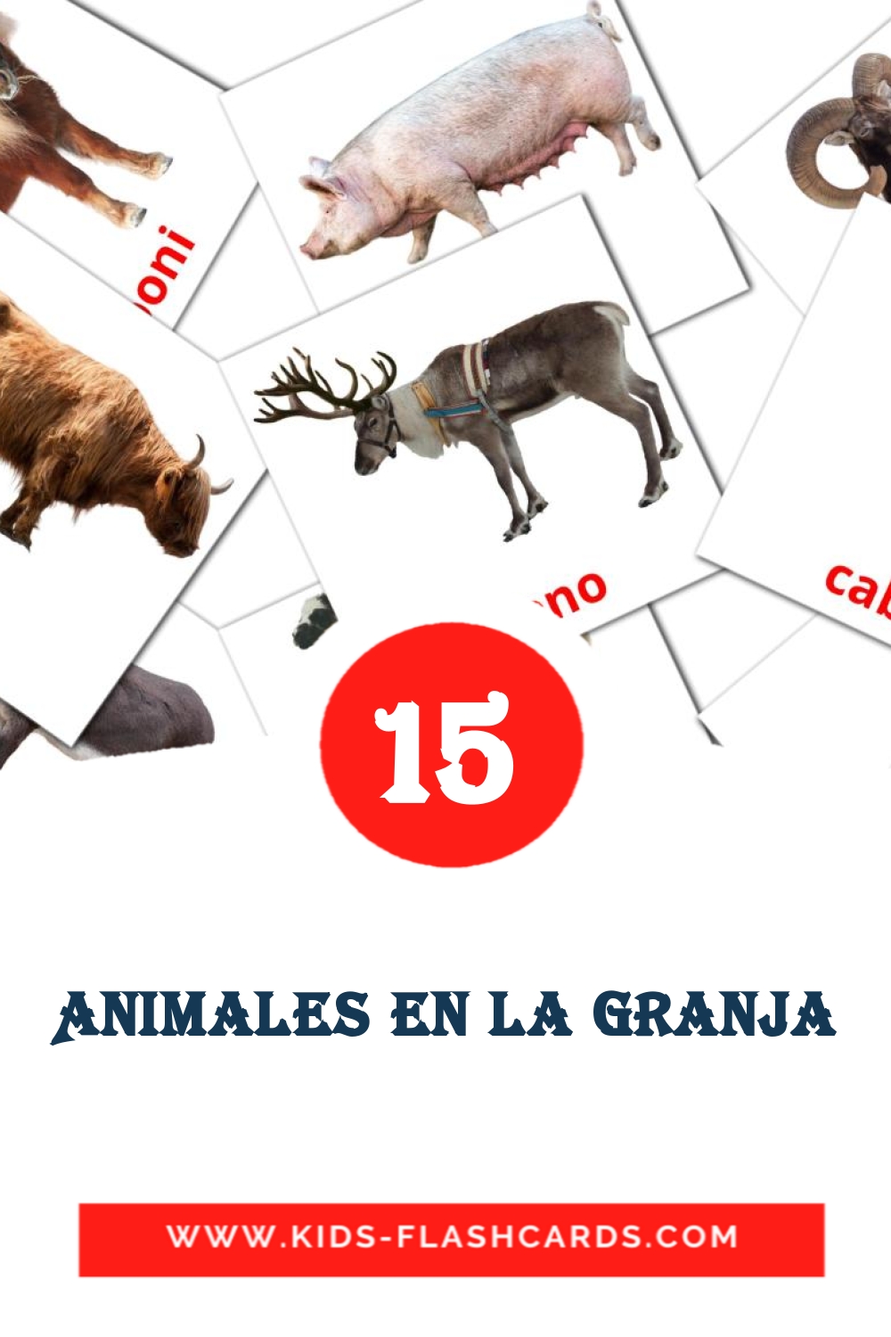 15 Free Farm animals Flashcards in spanish (PDF files)