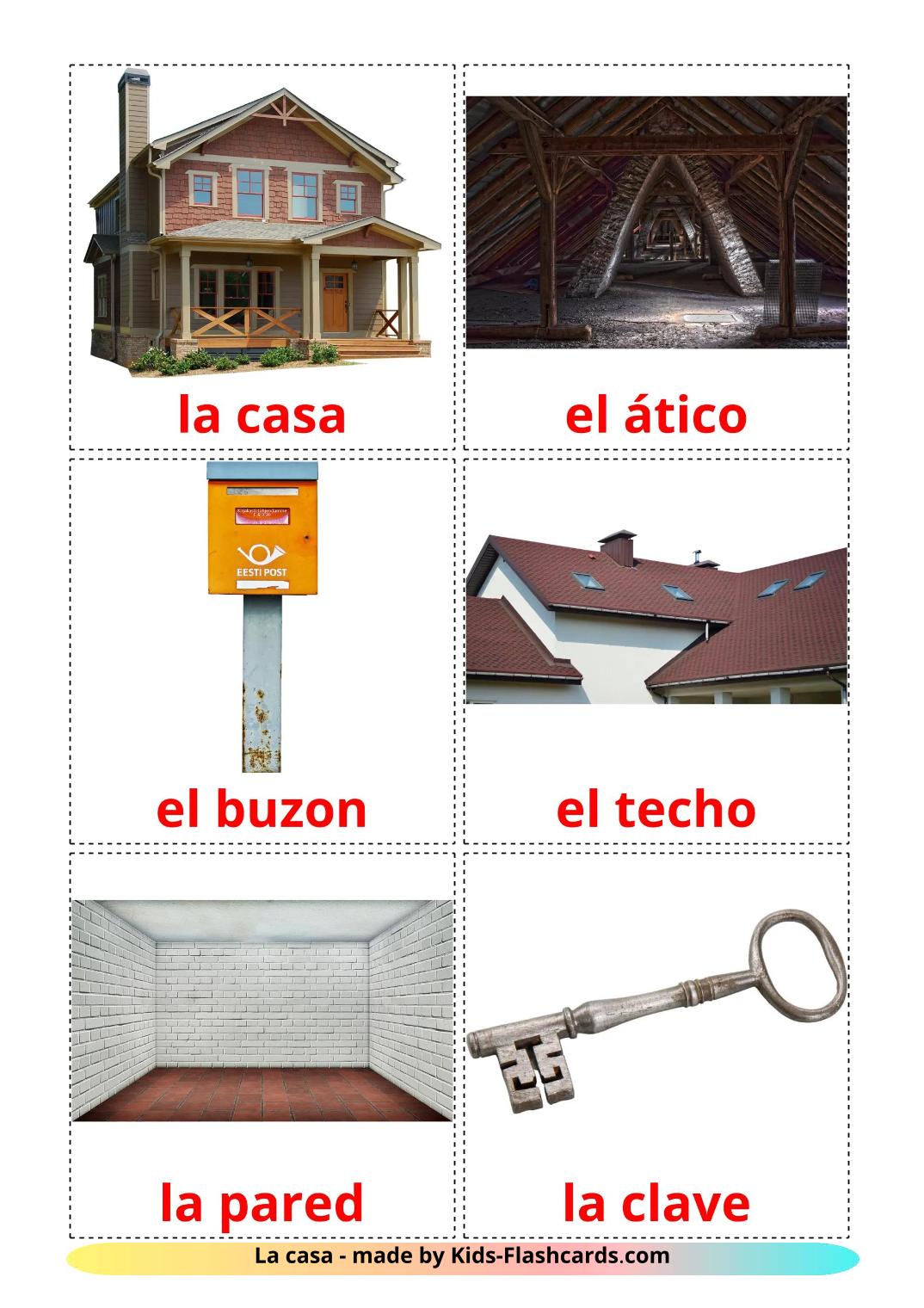 Casa - 25 Flashcards espanholes gratuitos para impressão