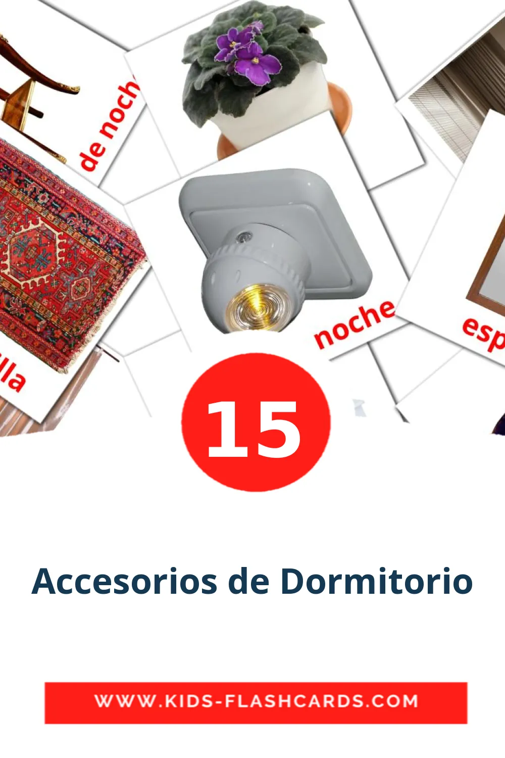 15 Cartões com Imagens de Accesorios de Dormitorio para Jardim de Infância em espanhol