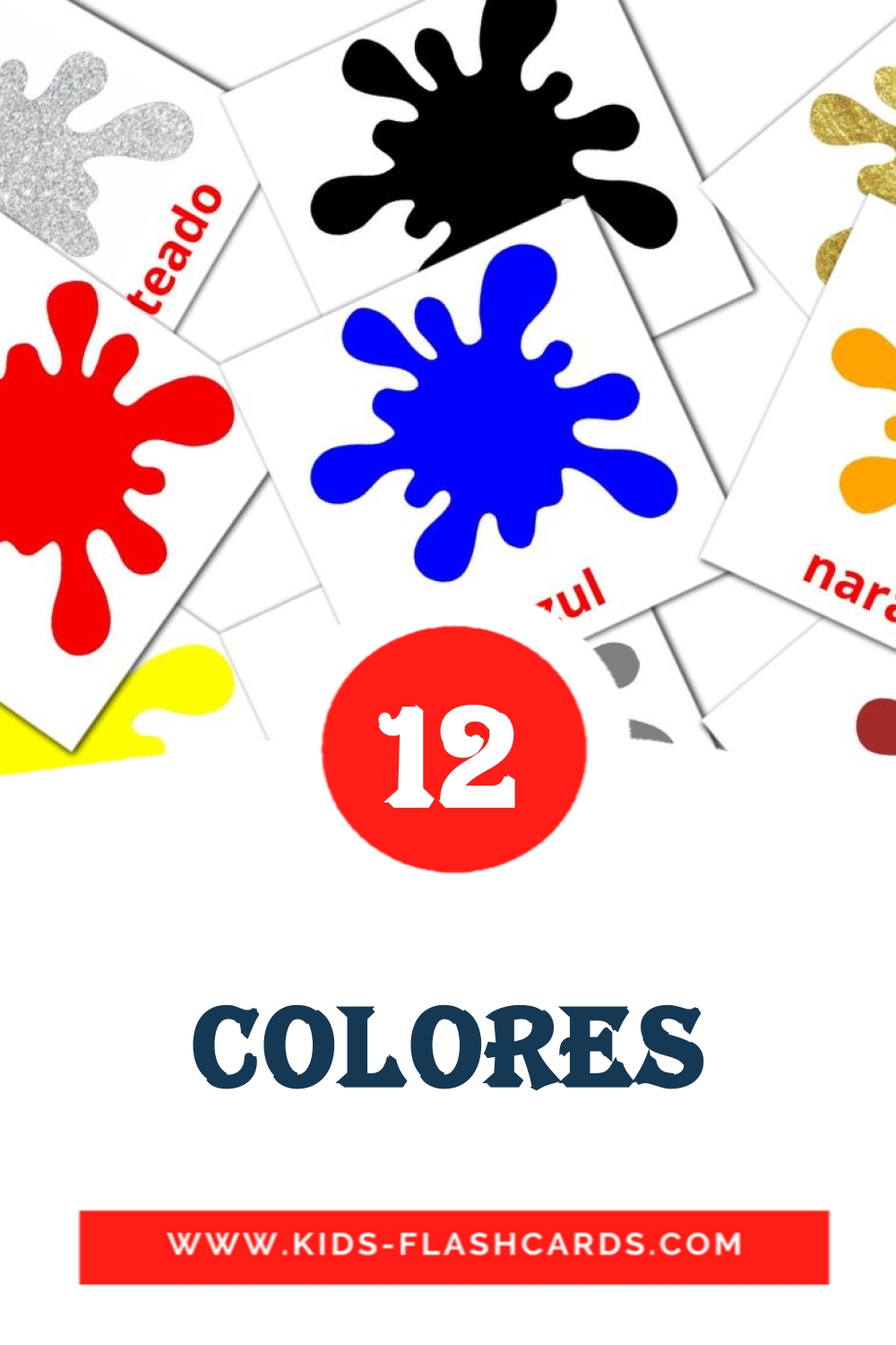 12 cartes illustrées de Colores base pour la maternelle en espagnol
