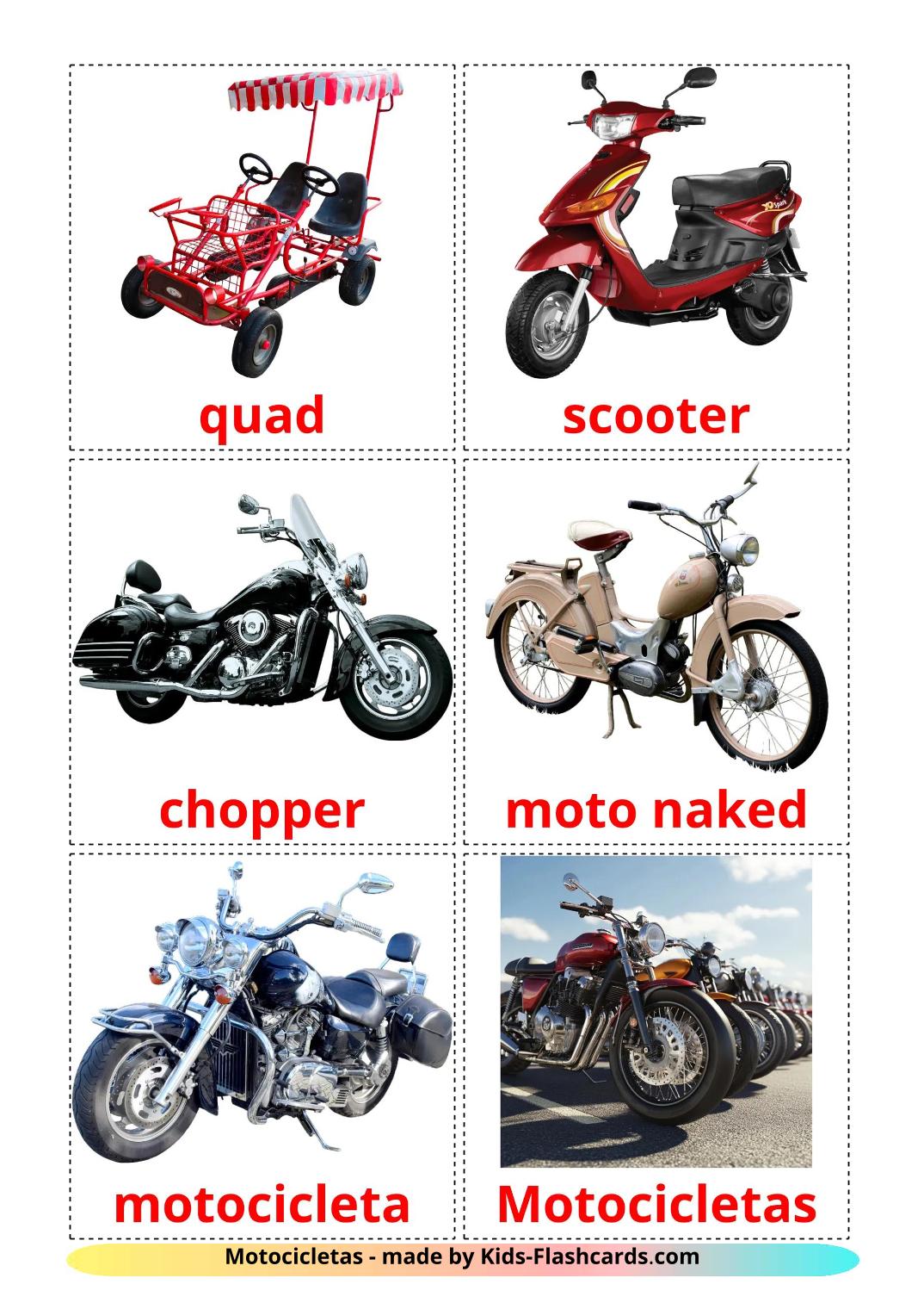 Motocicletas - 13 fichas de español para imprimir gratis 