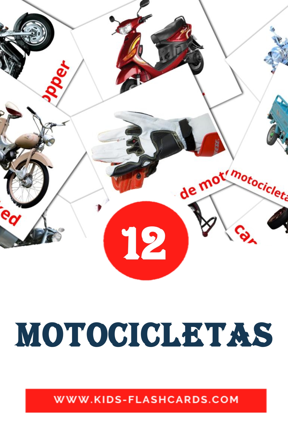 14 Motocicletas Picture Cards for Kindergarden in spanish