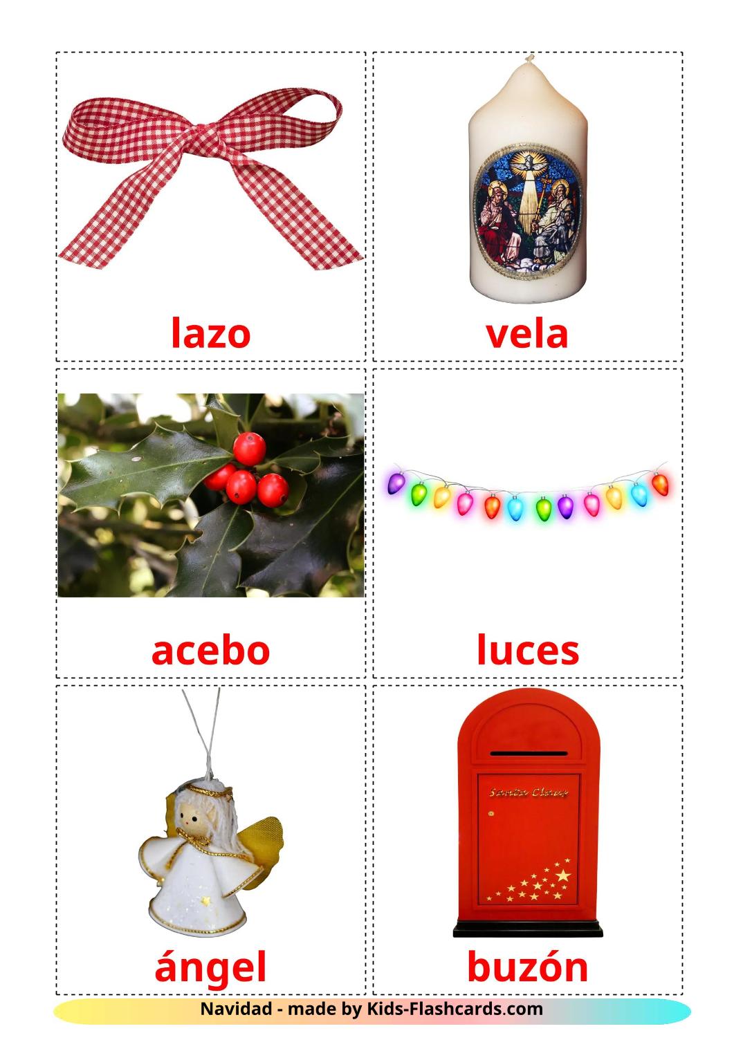 Christmas - 29 Free Printable spanish Flashcards 