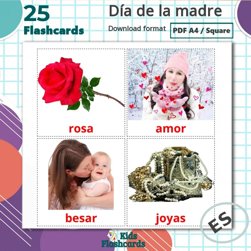 25 FREE Mother's day Flashcards | PDF | Spanish Words
