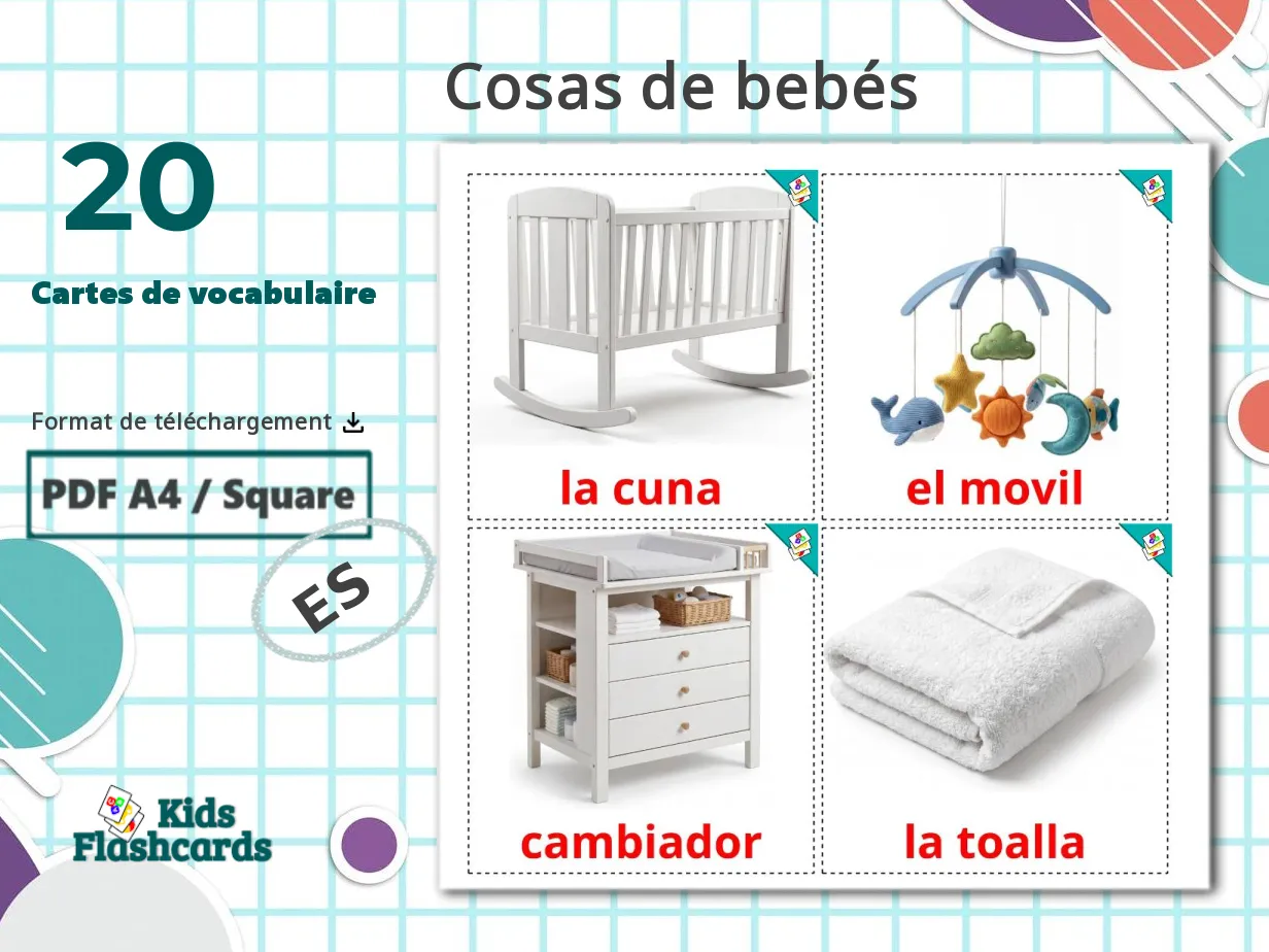 20 Cartes de Vocabulaire pour Enfants GRATUITES Accessoires bébé à ...