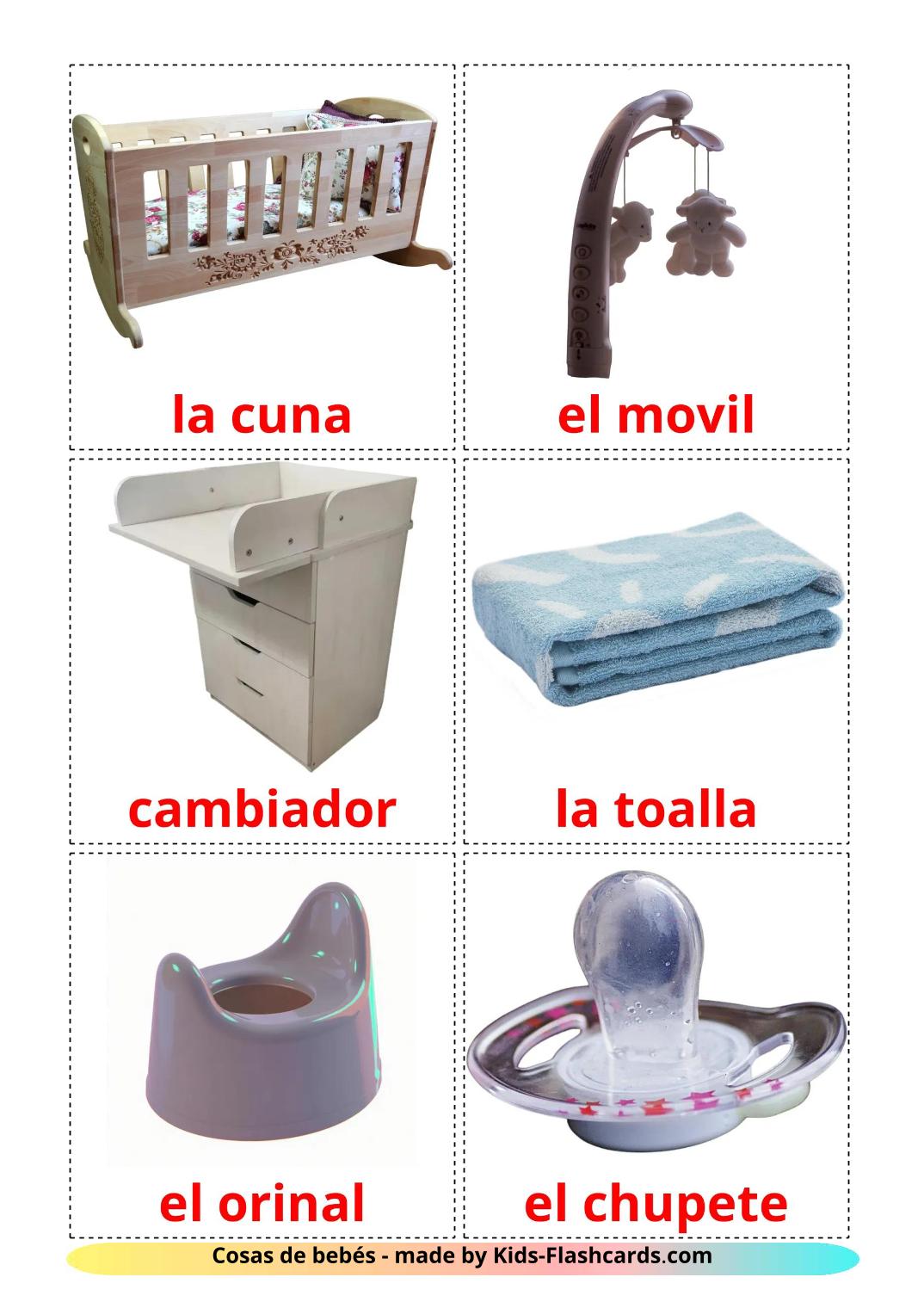 Baby things - 20 Free Printable spanish Flashcards 