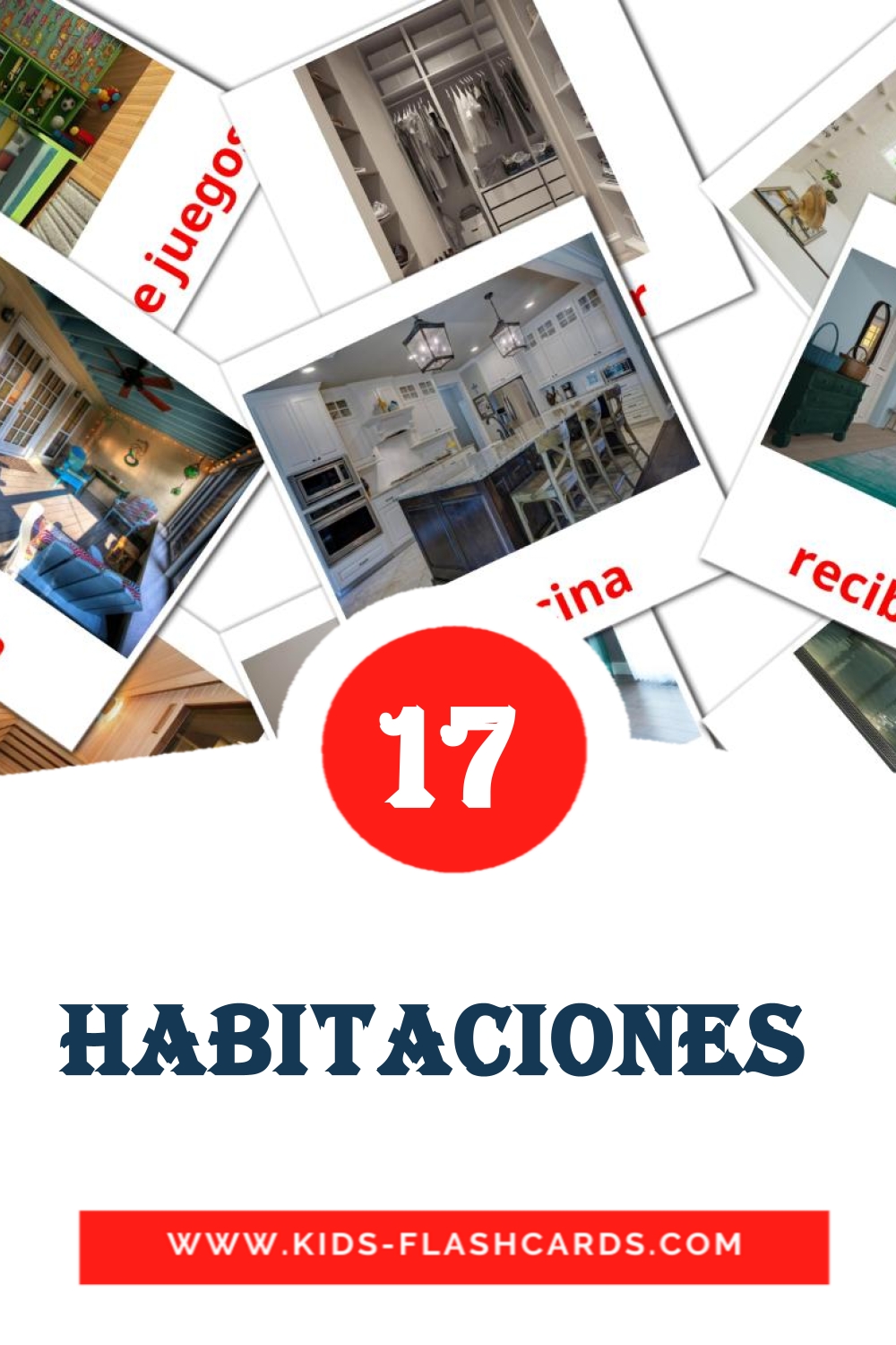 17 Habitaciones  Picture Cards for Kindergarden in spanish