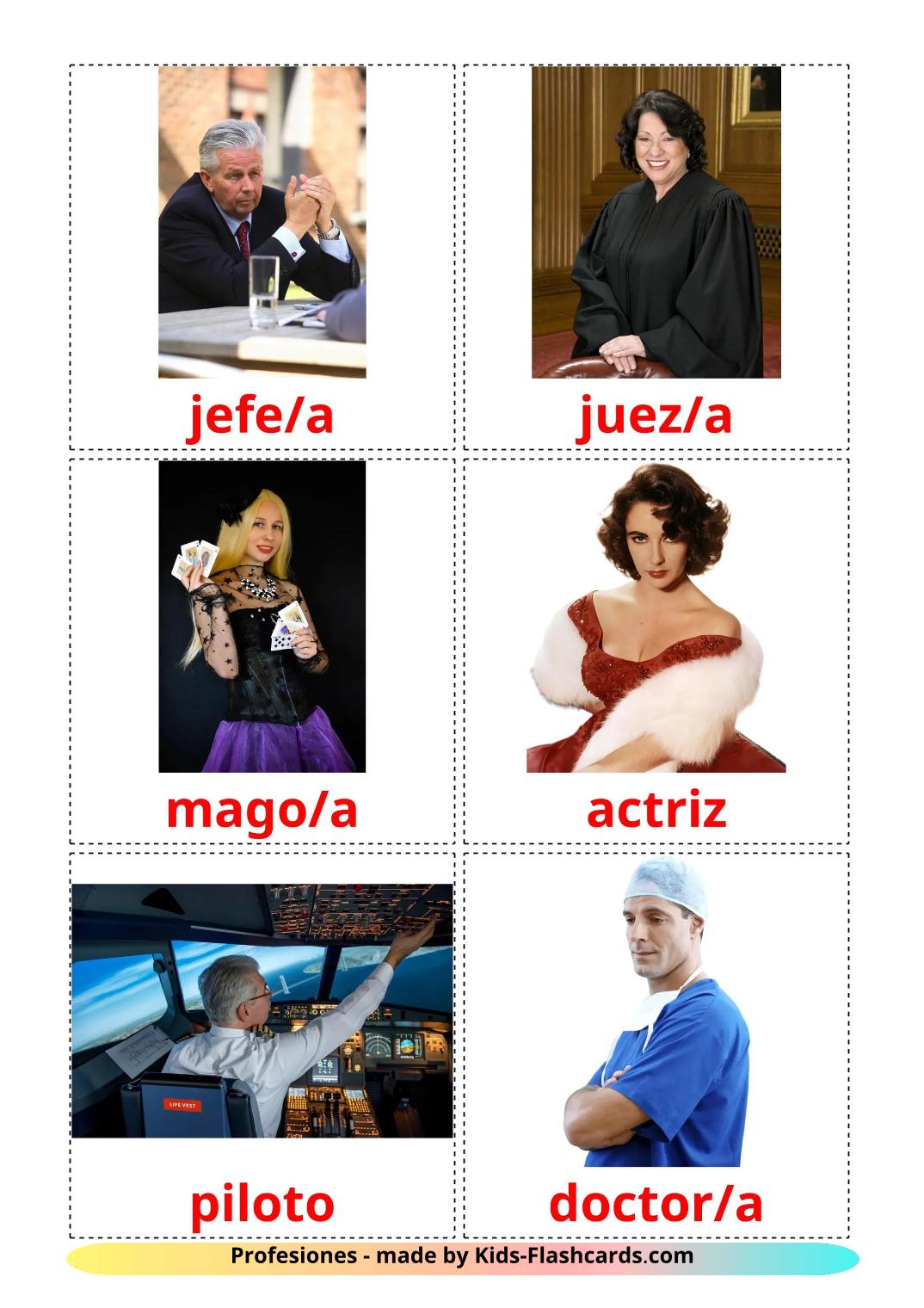 Les Professions Créatives - 32 Flashcards espagnol imprimables gratuitement