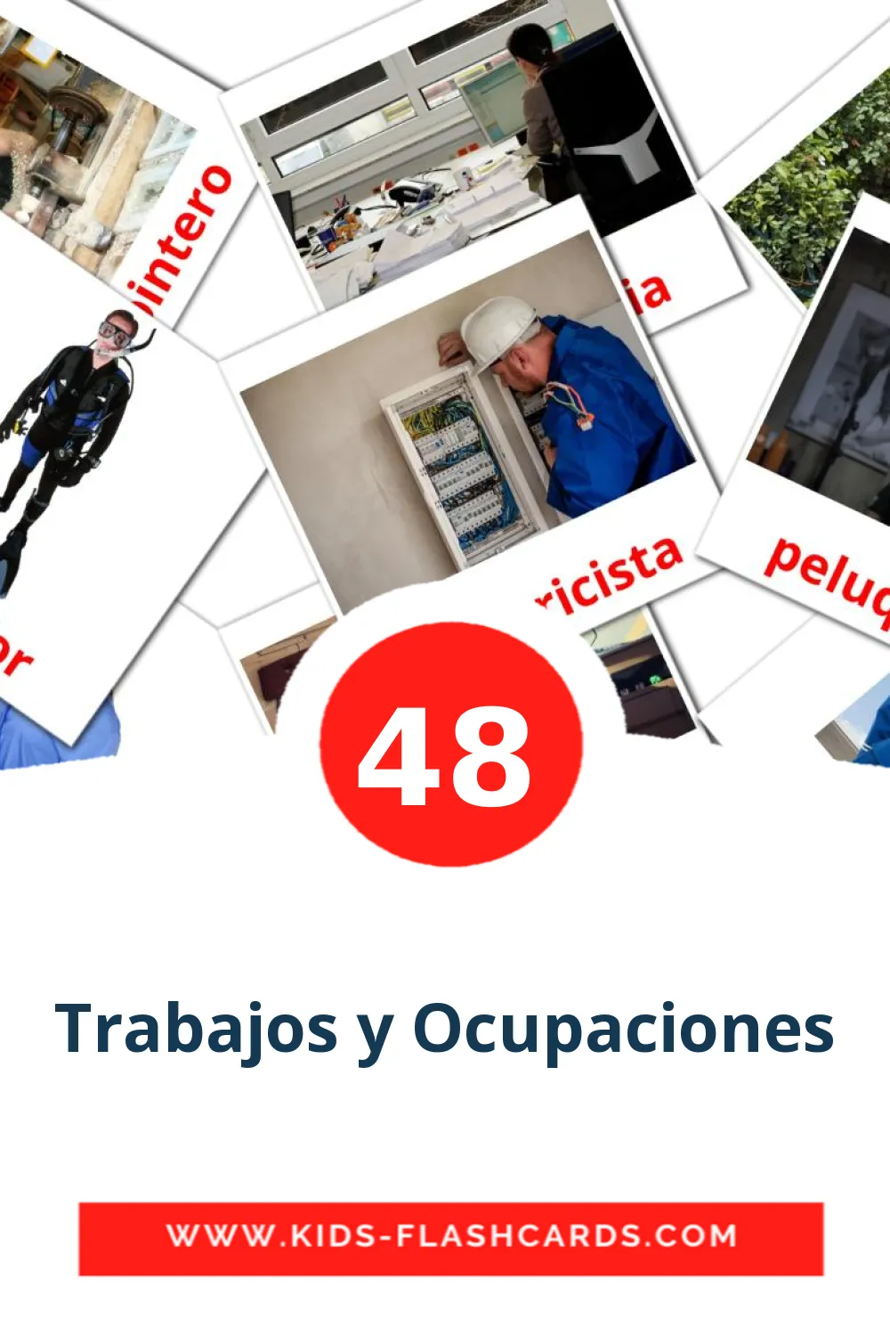 48 Cartões com Imagens de Trabajos y Ocupaciones para Jardim de Infância em espanhol