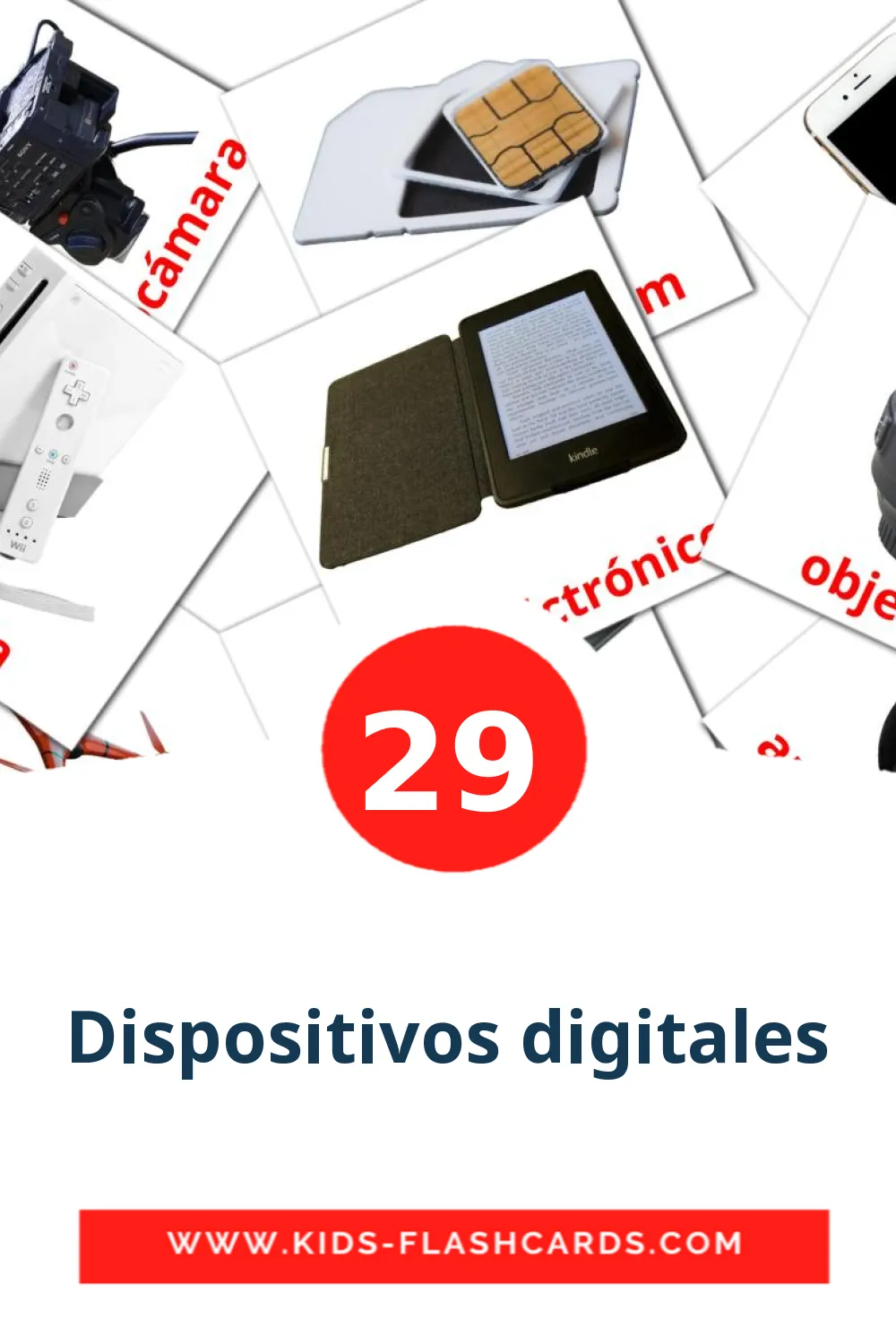 29 cartes illustrées de Dispositivos digitales pour la maternelle en espagnol