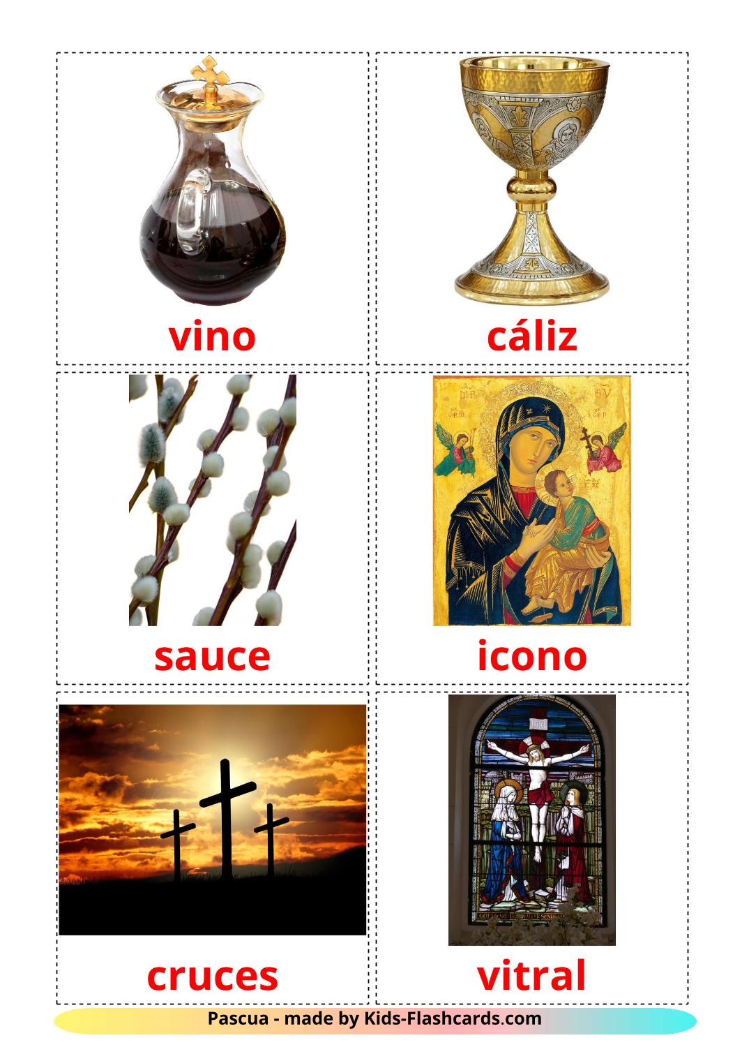Easter - 31 Free Printable spanish Flashcards 