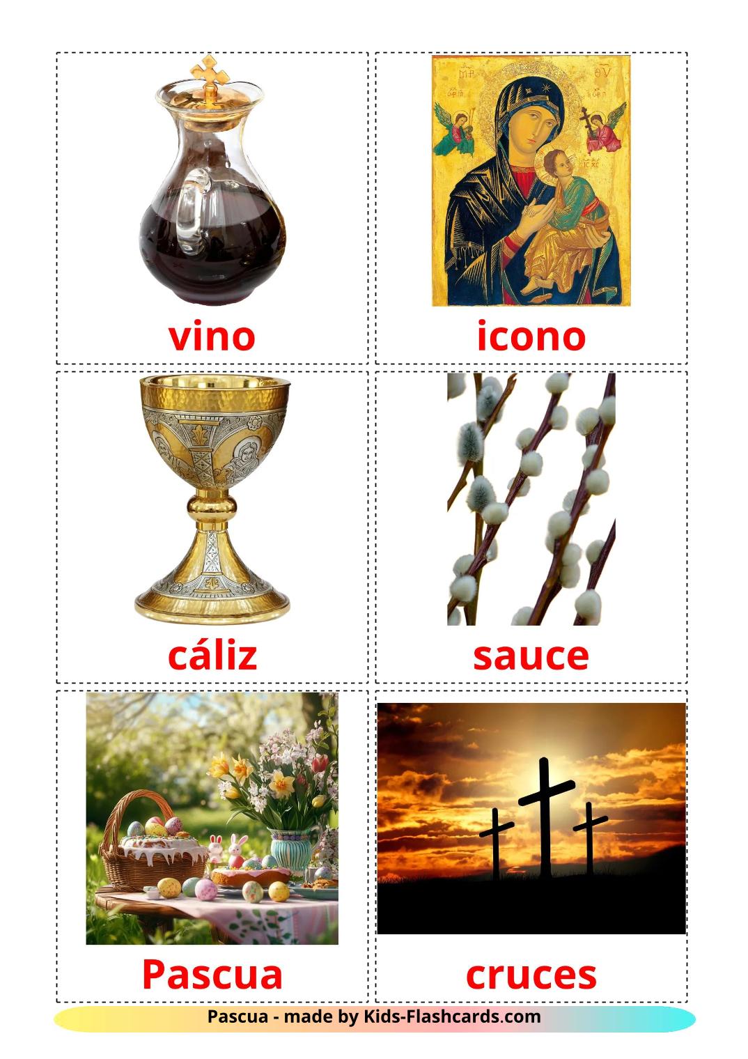 Pasqua - 29 flashcards spagnolo stampabili gratuitamente