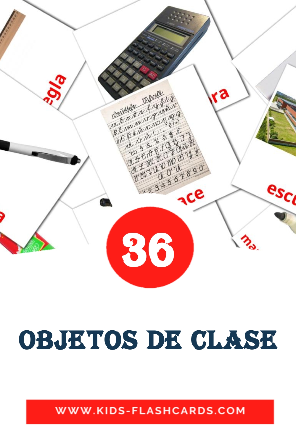 36 Objetos de clase Picture Cards for Kindergarden in spanish