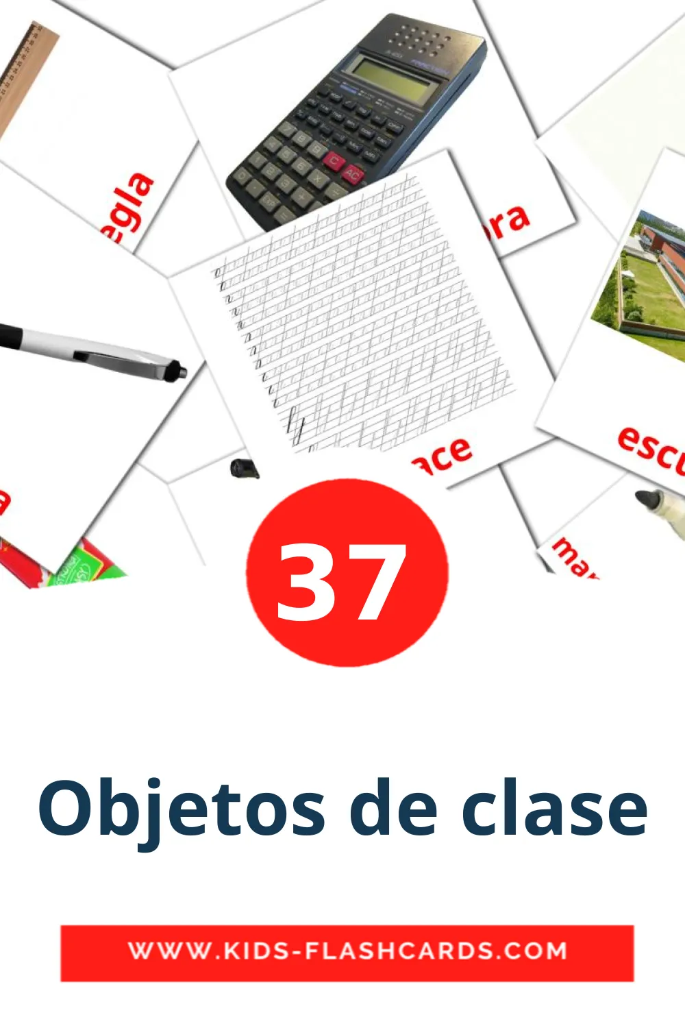 37 Objetos de clase fotokaarten voor kleuters in het spaans