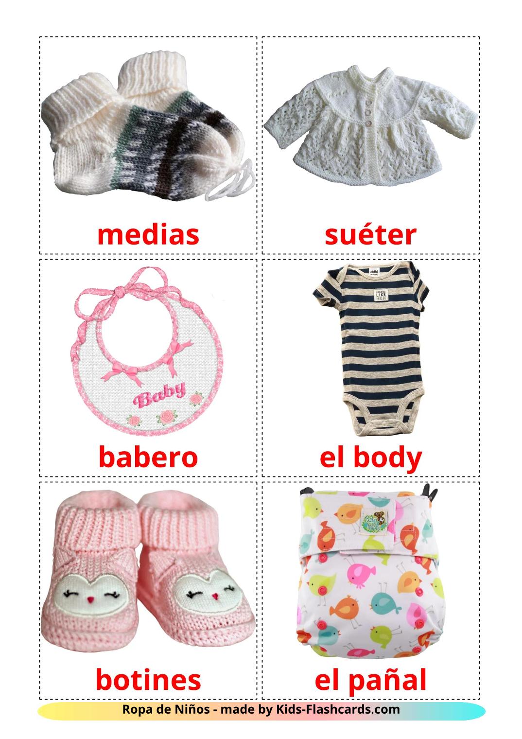 Ropa de Niños - 12 fichas de español para imprimir gratis 