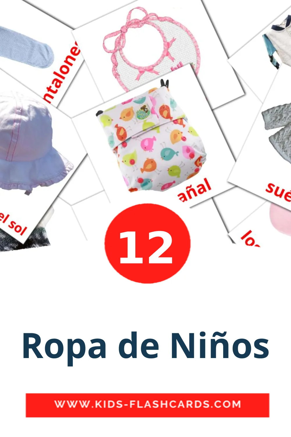 12 tarjetas didacticas de Ropa de Niños para el jardín de infancia en español