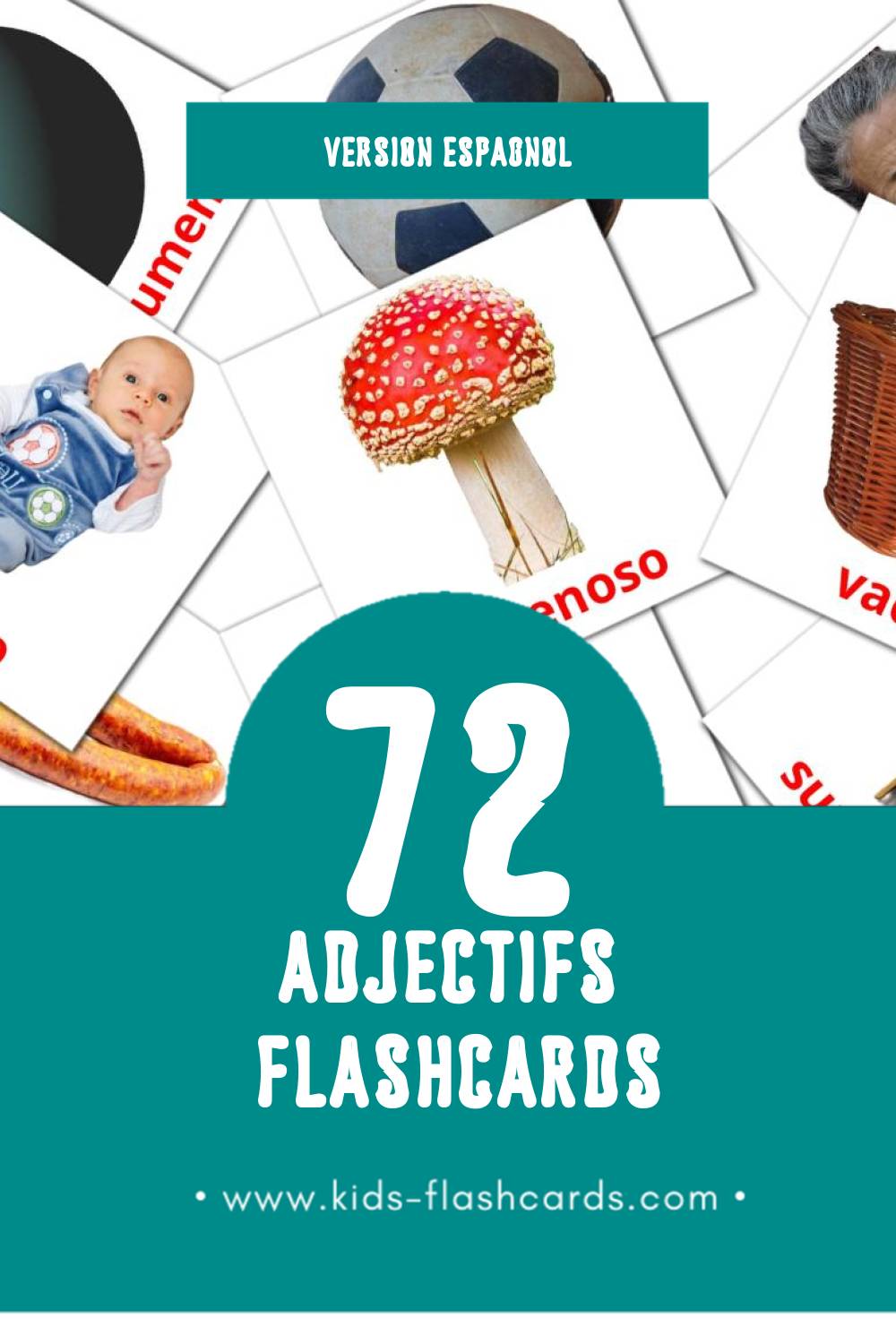 Flashcards Visual Adjetivos  pour les tout-petits (74 cartes en Espagnol)