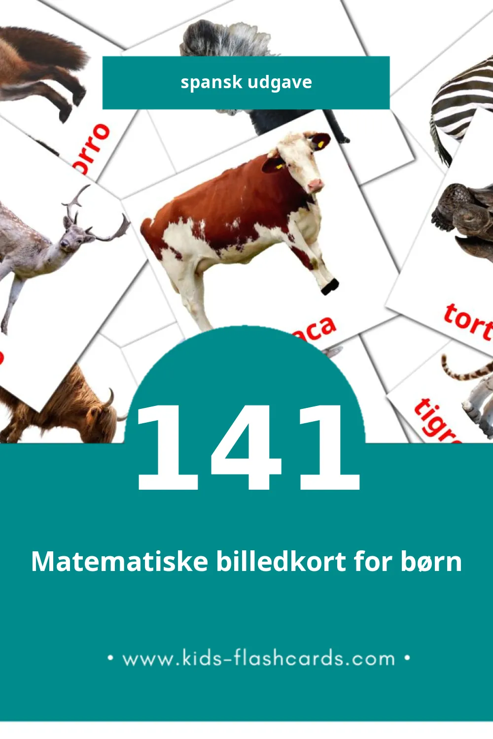 Visuelle billedkort for børn om Animales til småbørn (141 kort på Spansk)