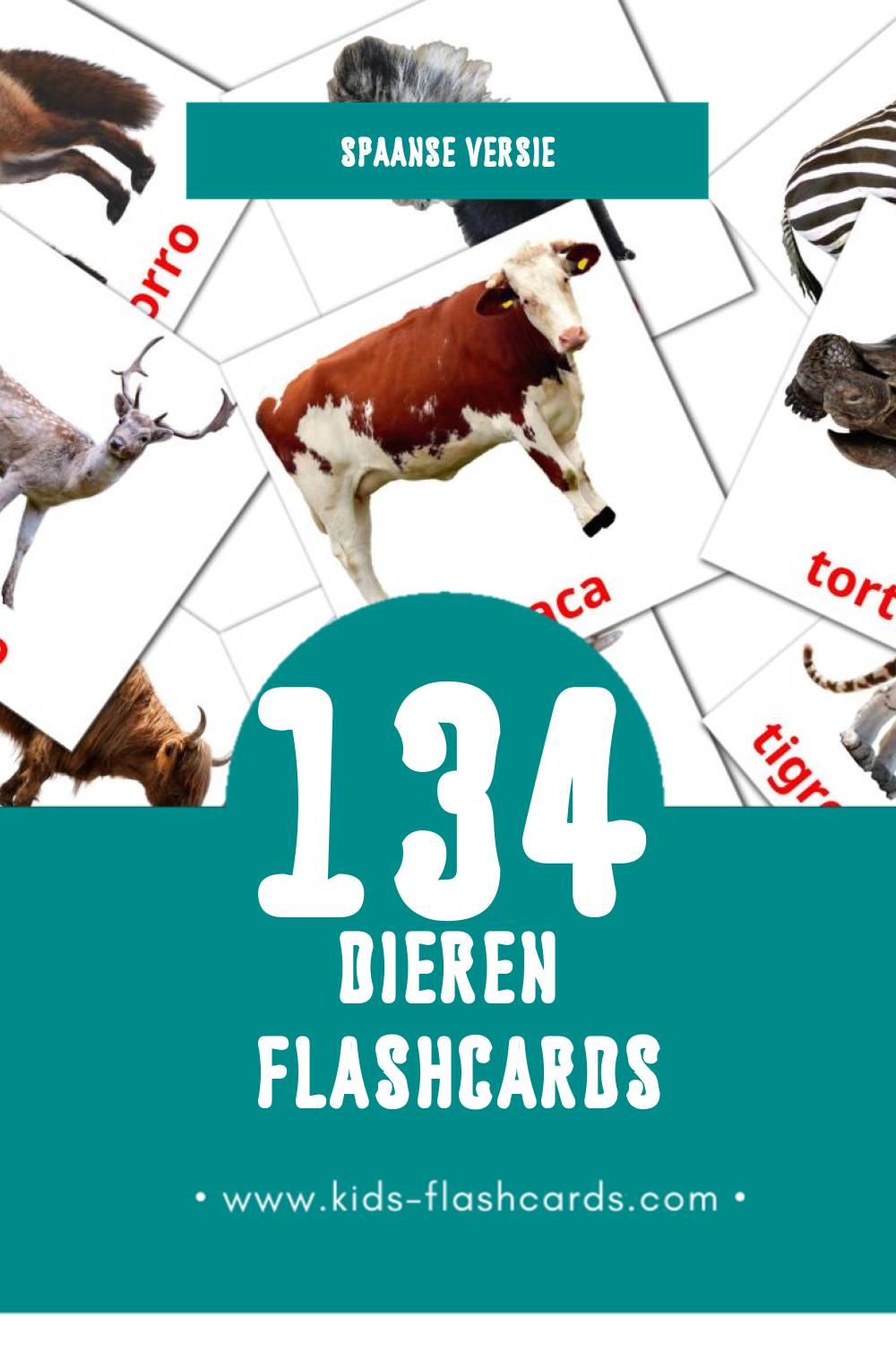 Visuele Animales Flashcards voor Kleuters (134 kaarten in het Spaans)