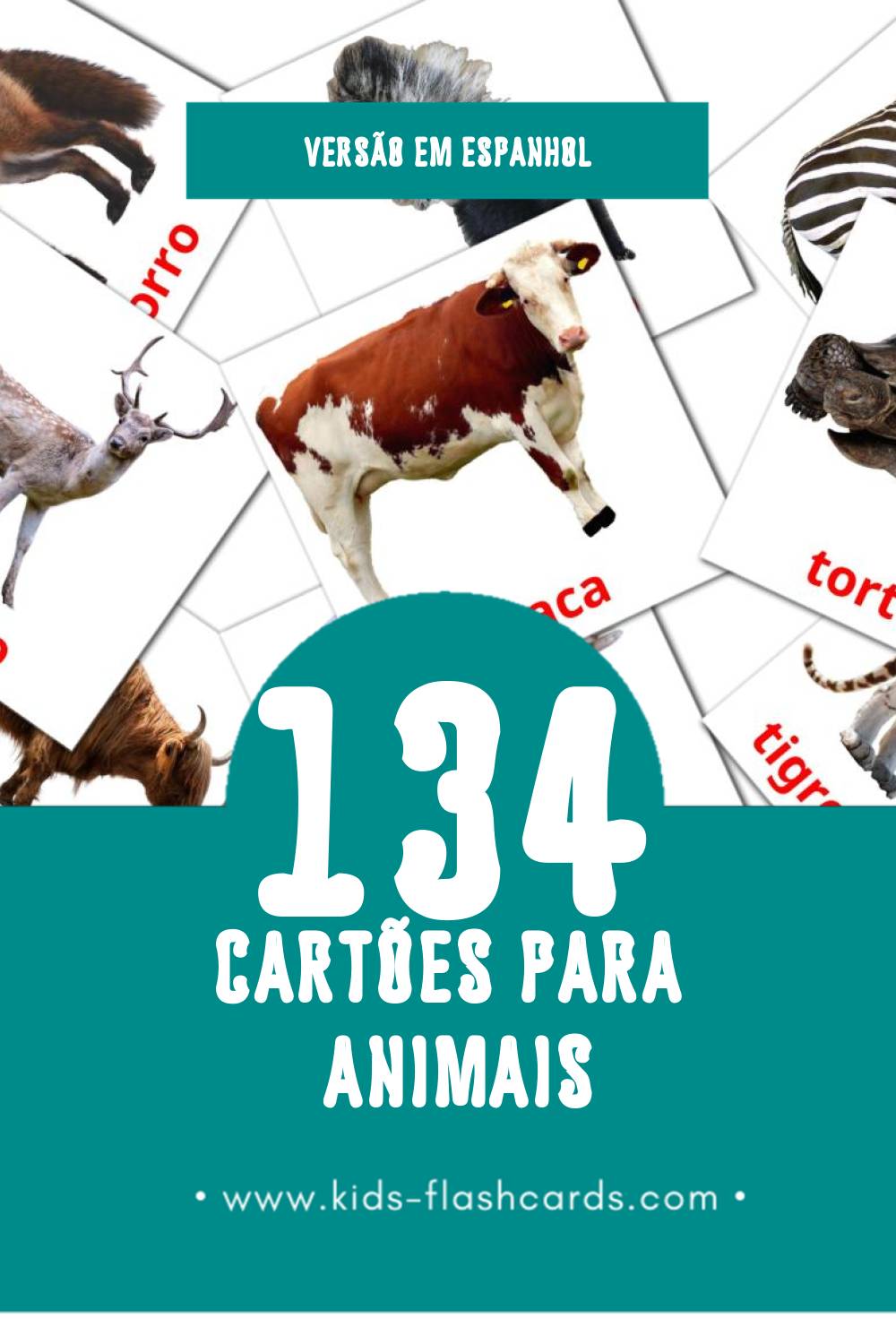 Flashcards de Animales Visuais para Toddlers (134 cartões em Espanhol)