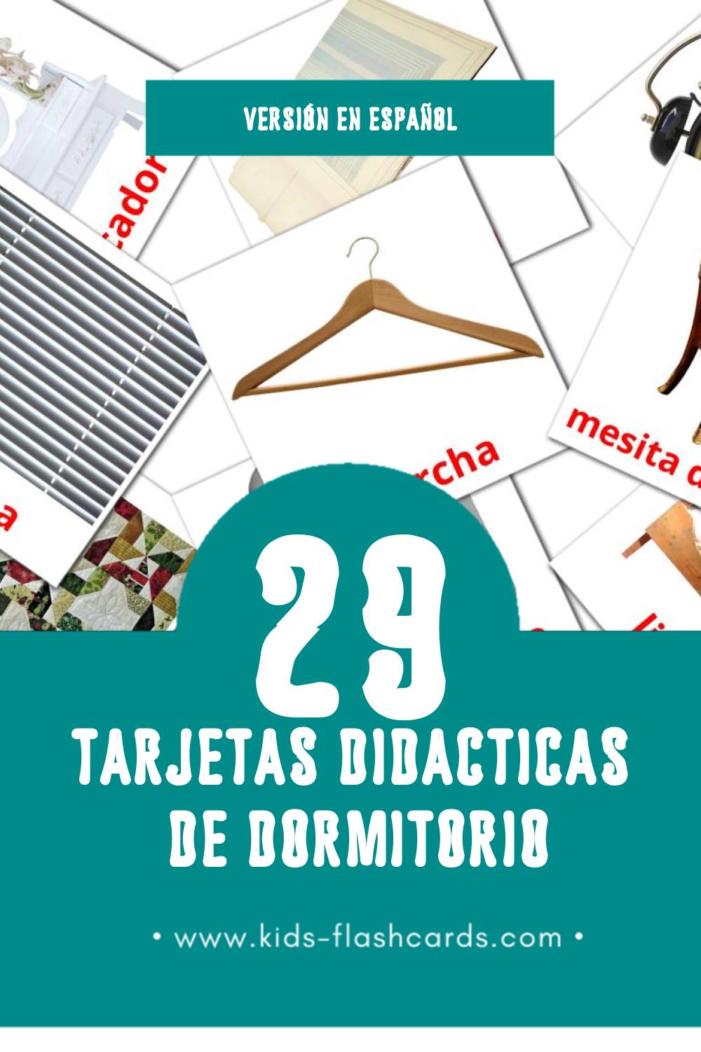 Tarjetas visuales de Dormitorio para niños pequeños (29 tarjetas en Español)