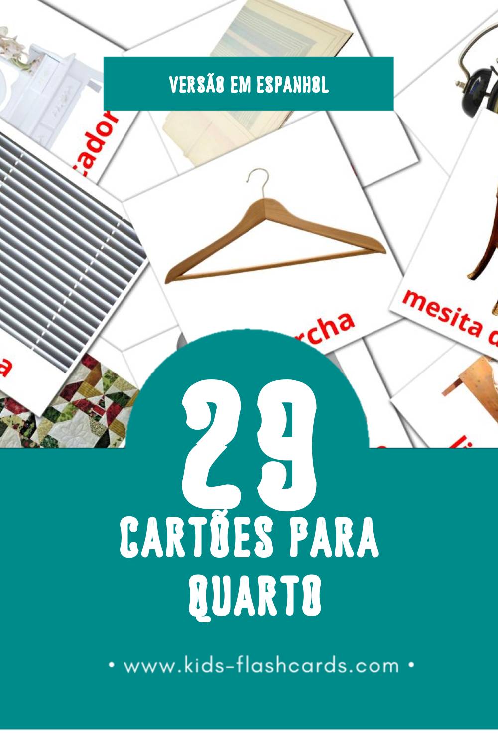 Flashcards de Dormitorio Visuais para Toddlers (33 cartões em Espanhol)