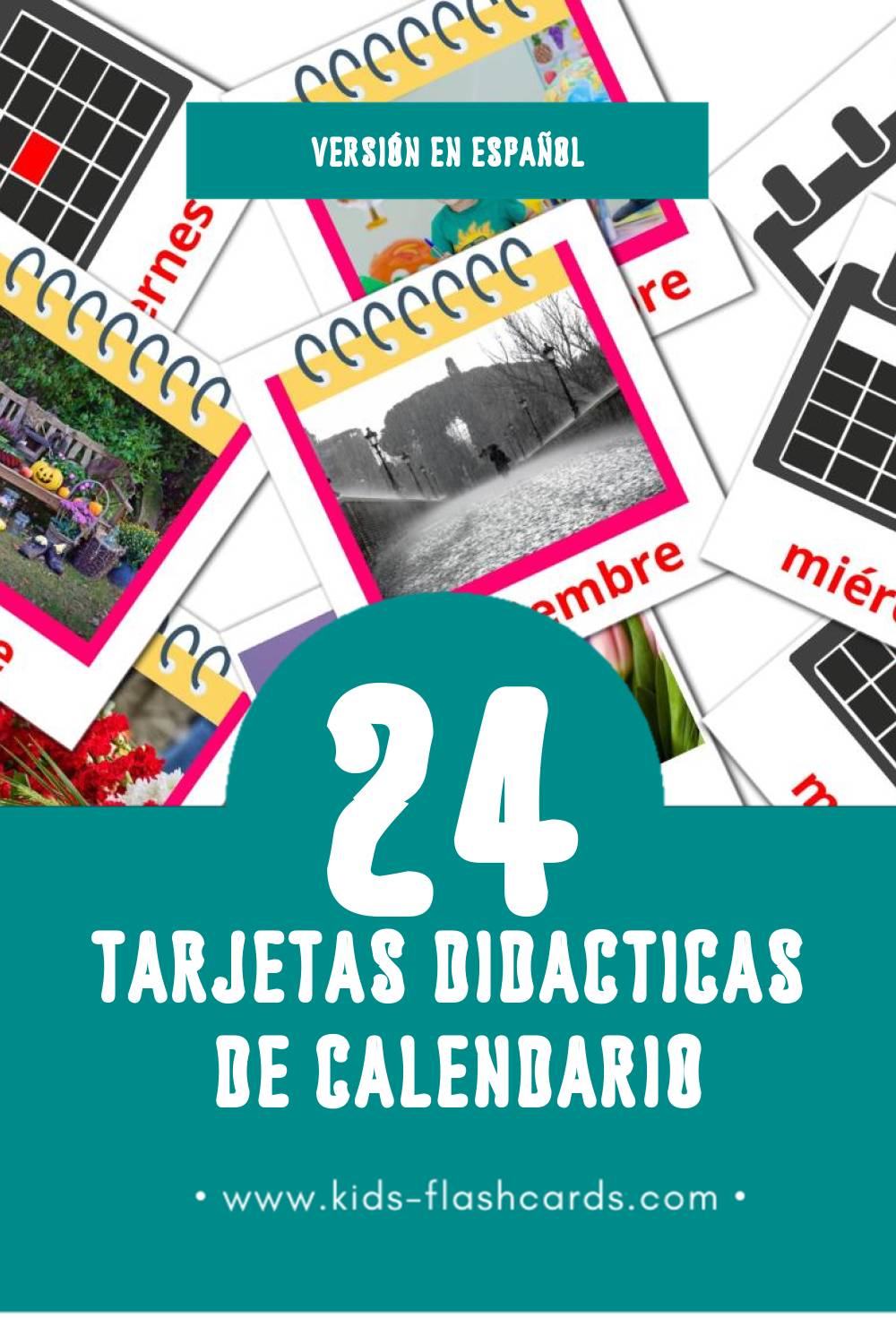 Tarjetas visuales de Calendario para niños pequeños (24 tarjetas en Español)