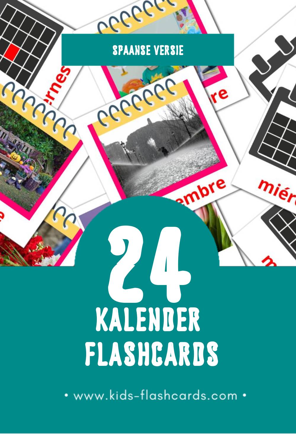 Visuele Calendario Flashcards voor Kleuters (24 kaarten in het Spaans)