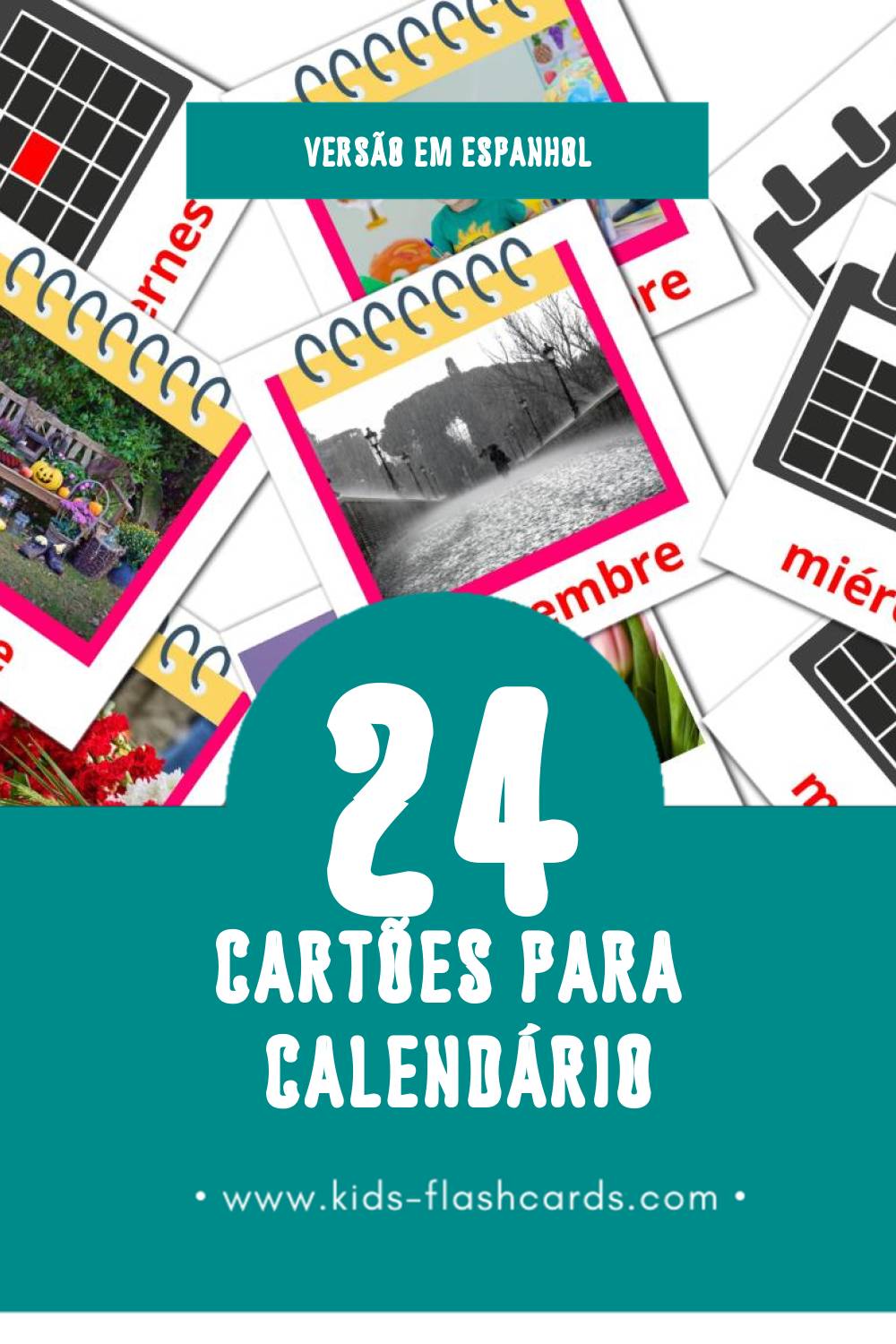 Flashcards de Calendario Visuais para Toddlers (24 cartões em Espanhol)