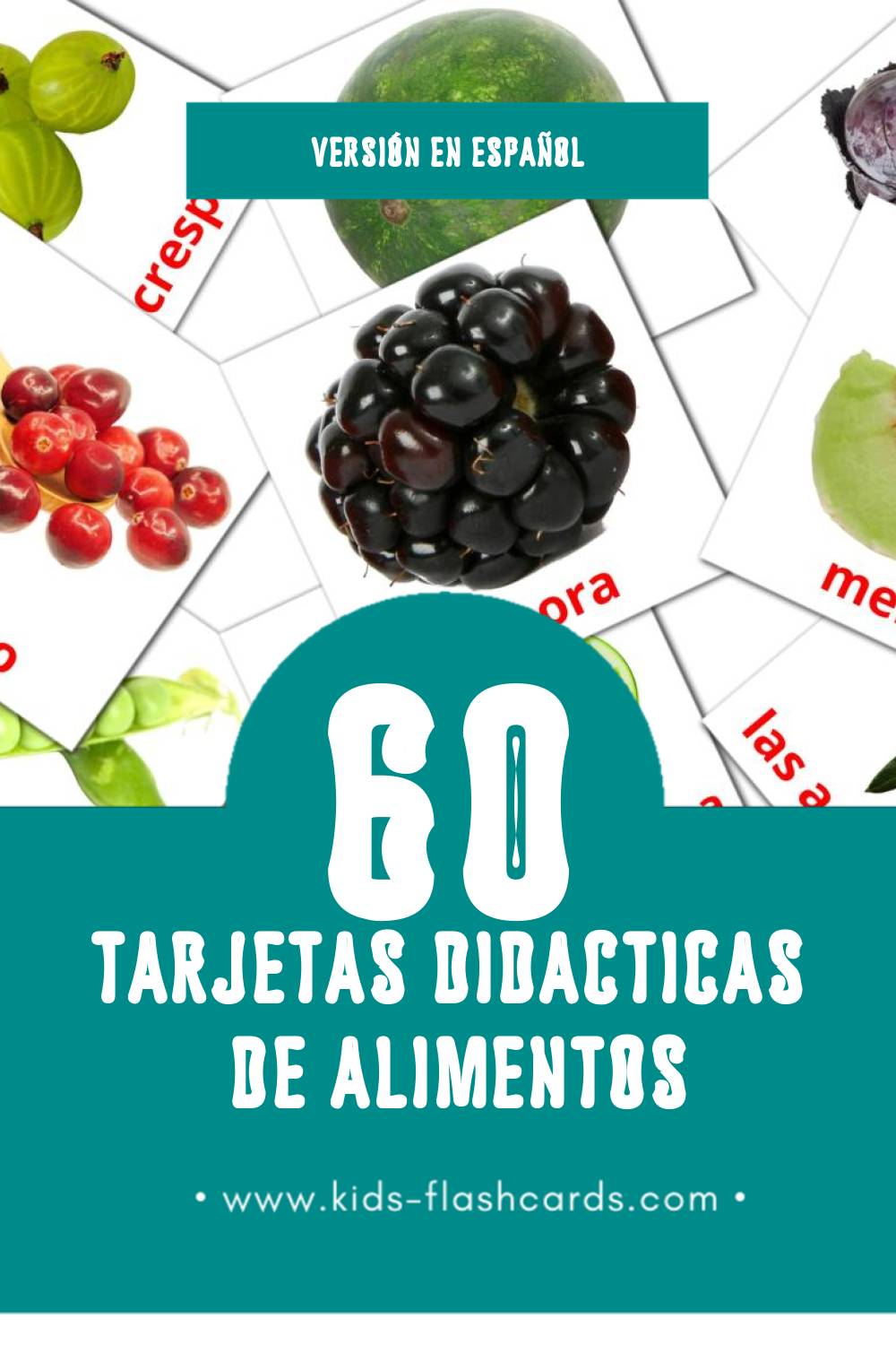 Tarjetas visuales de Alimentos para niños pequeños (60 tarjetas en Español)