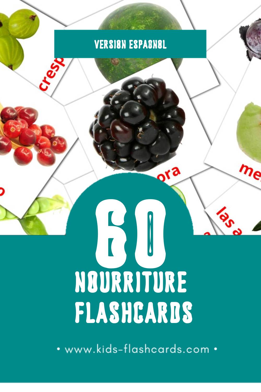 Flashcards Visual Alimentos pour les tout-petits (60 cartes en Espagnol)